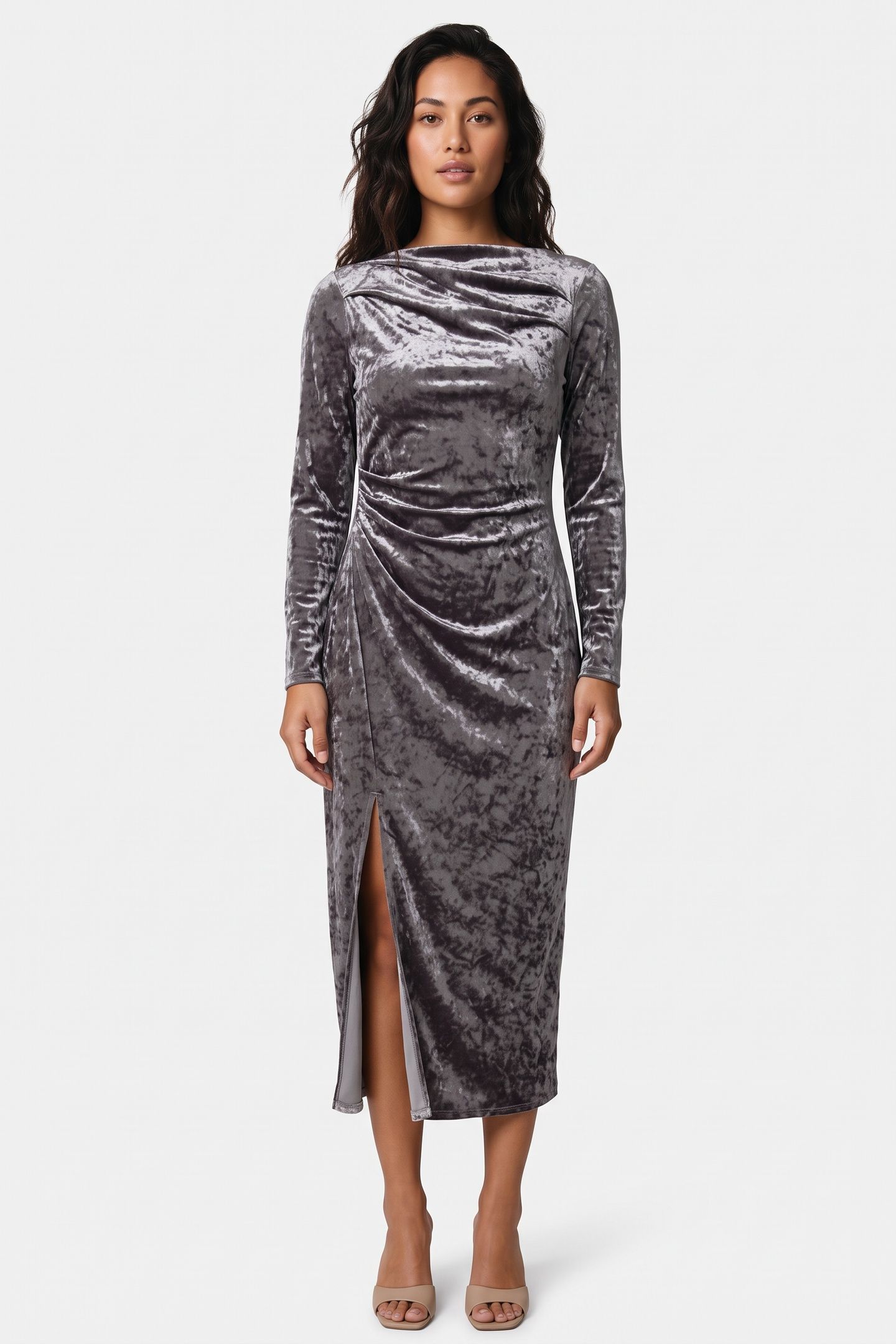 ST DIDI VELVET DRESS GREY 1
