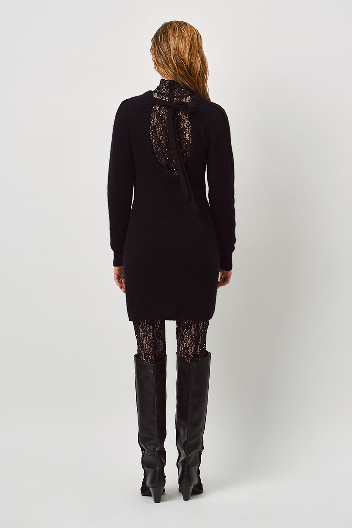 DANTE6-SIENNA KNITTED BOW DRESS RAVEN 2