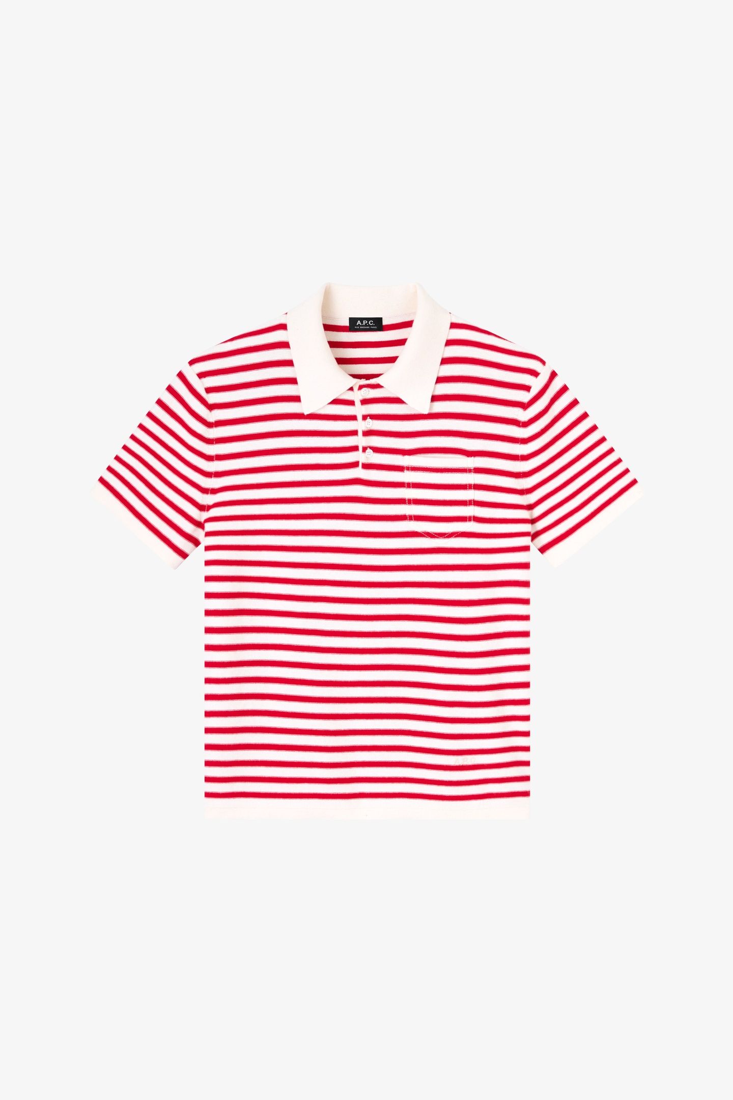 UNISEX POLO ECRU/RED 6