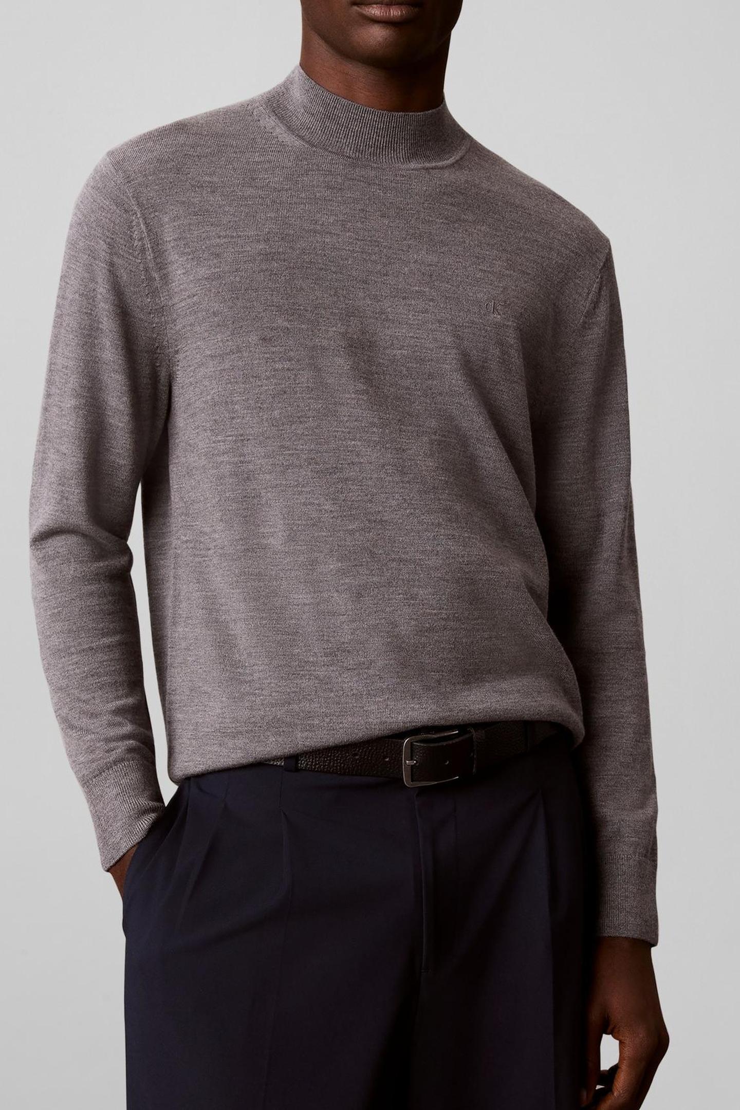 LS MERINO MOCK NECK MEDIUM GREY HEATHER 1