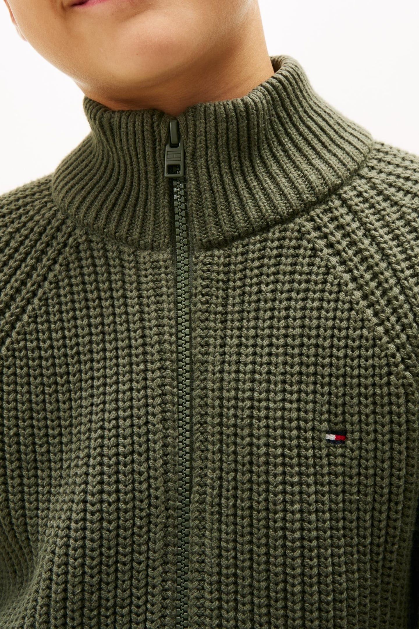 BOYS HALF CARDIGAN FULL ZIP PEWTER GREEN 5