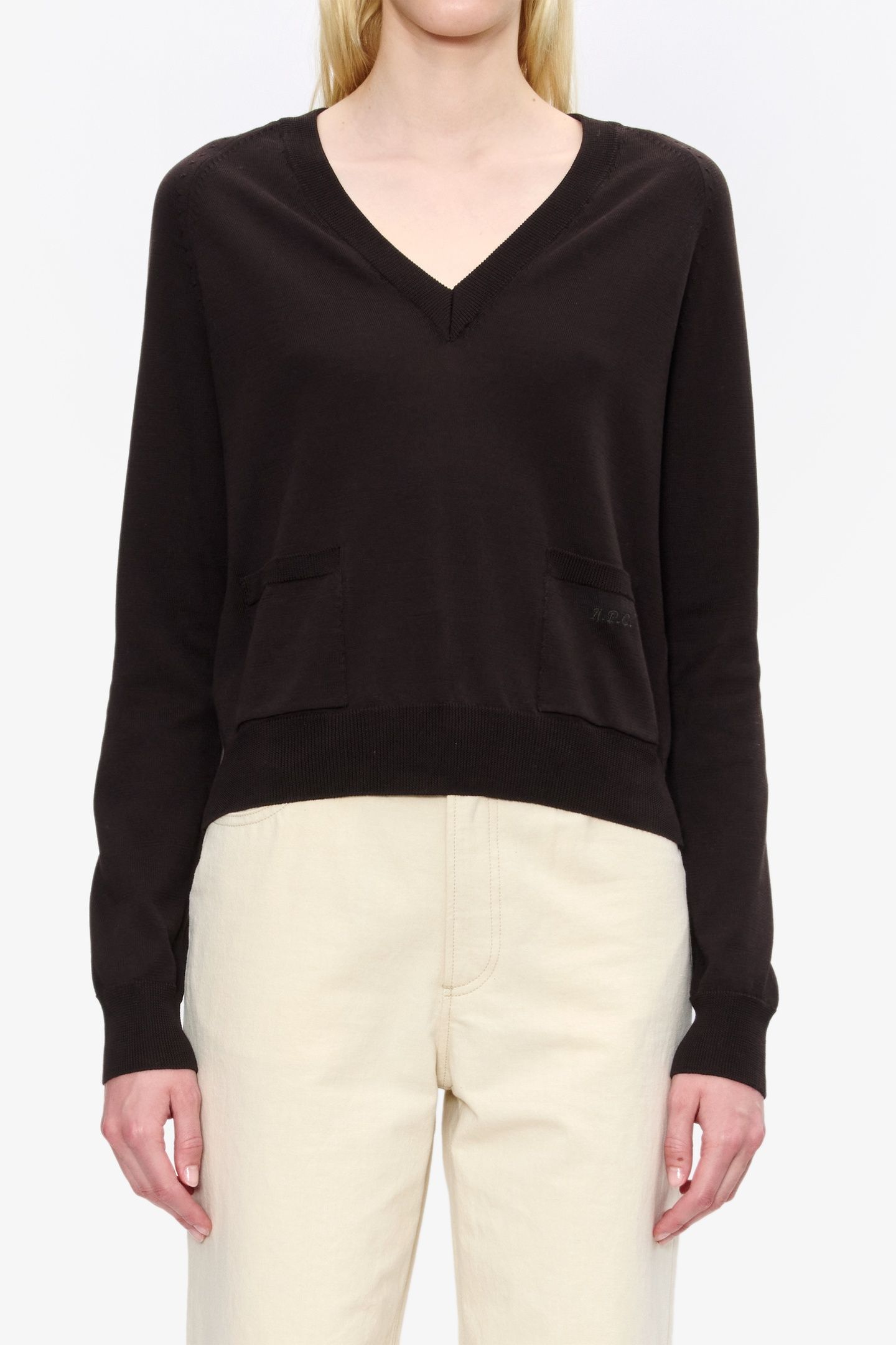SWEATER V-NECK BROWN 1