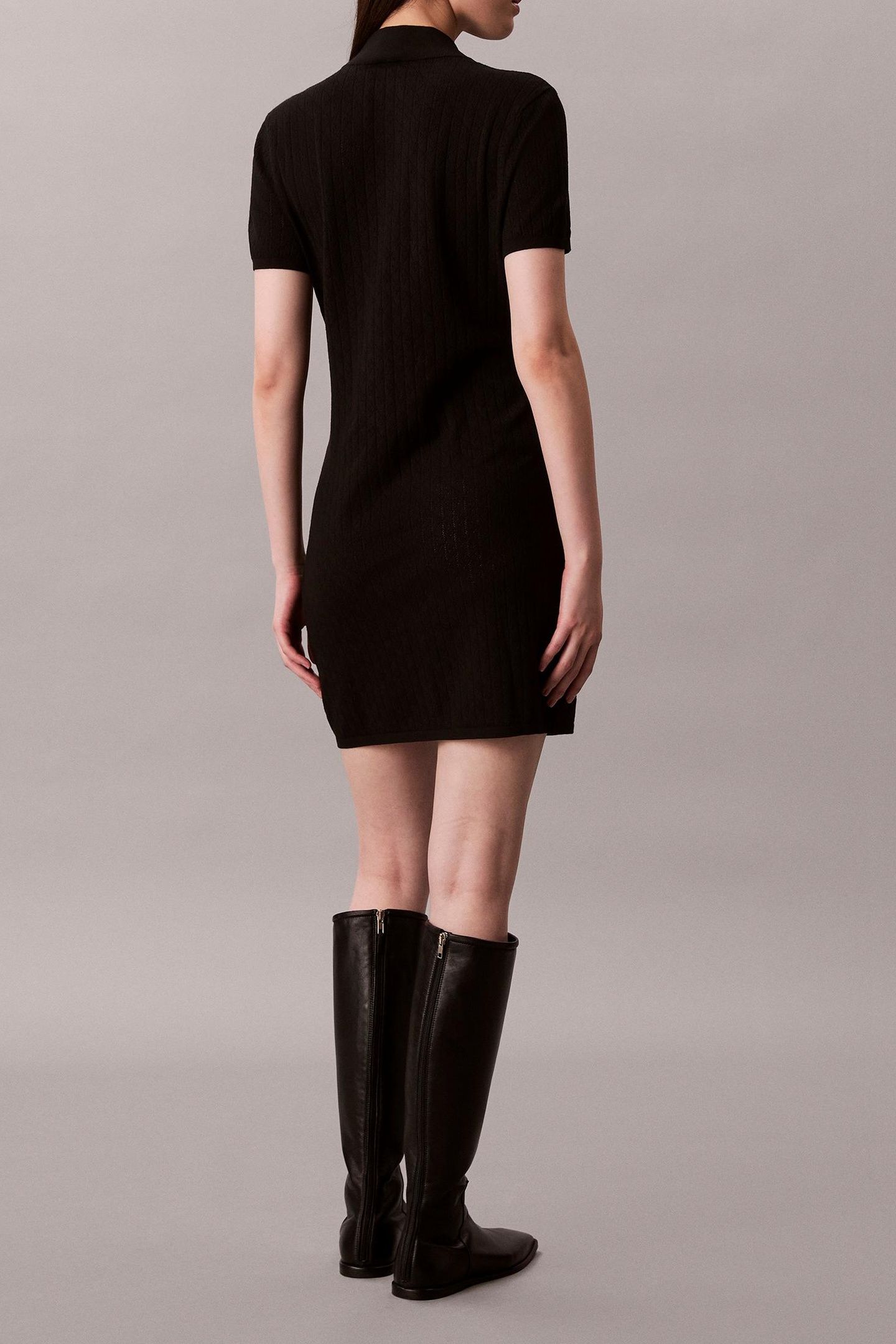 SPORTY 1/4 ZIP MINI DRESS BLACK 2