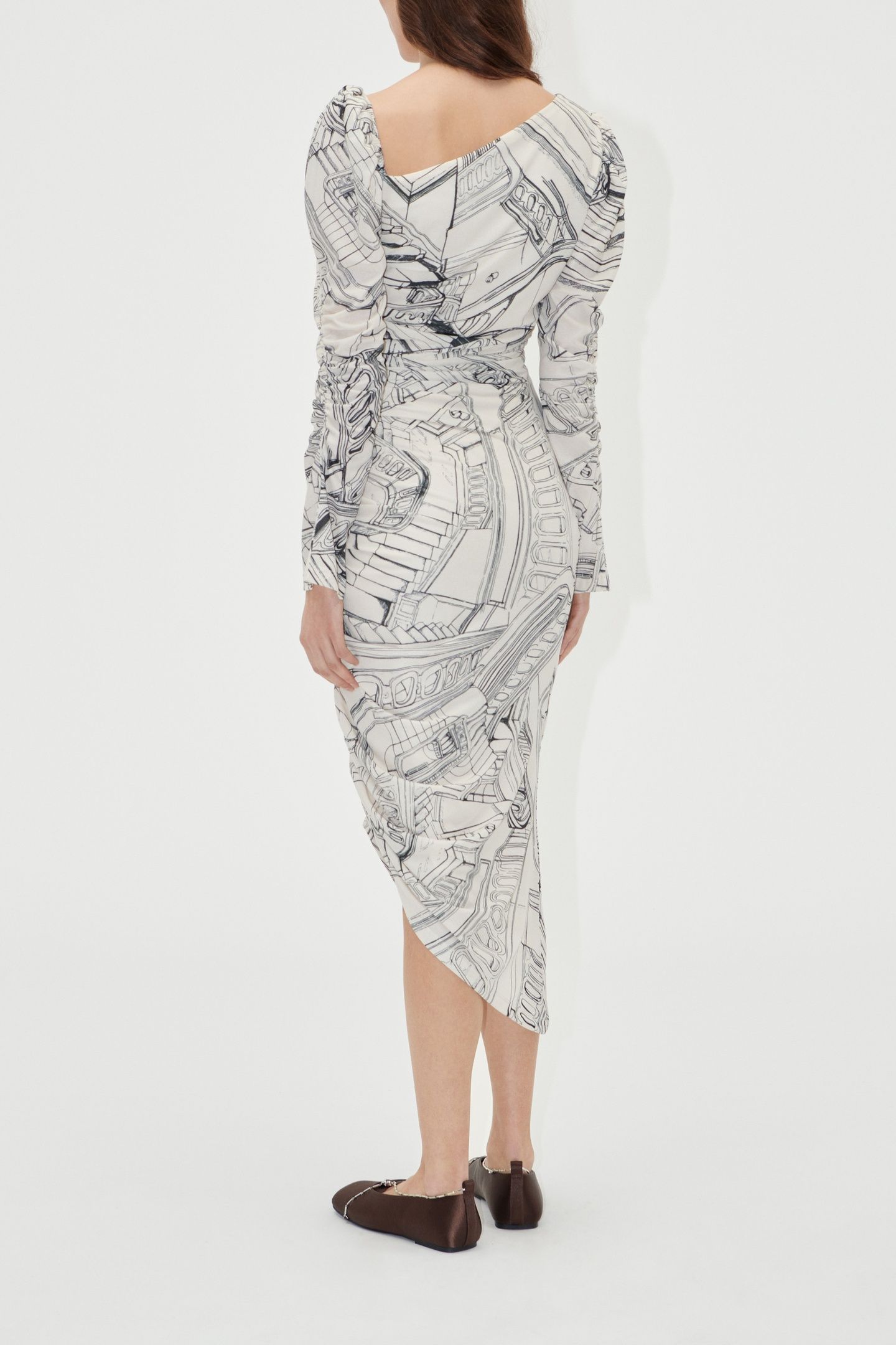 ROUCHED MIDI DRESS FINELINE STAIRCASE 2