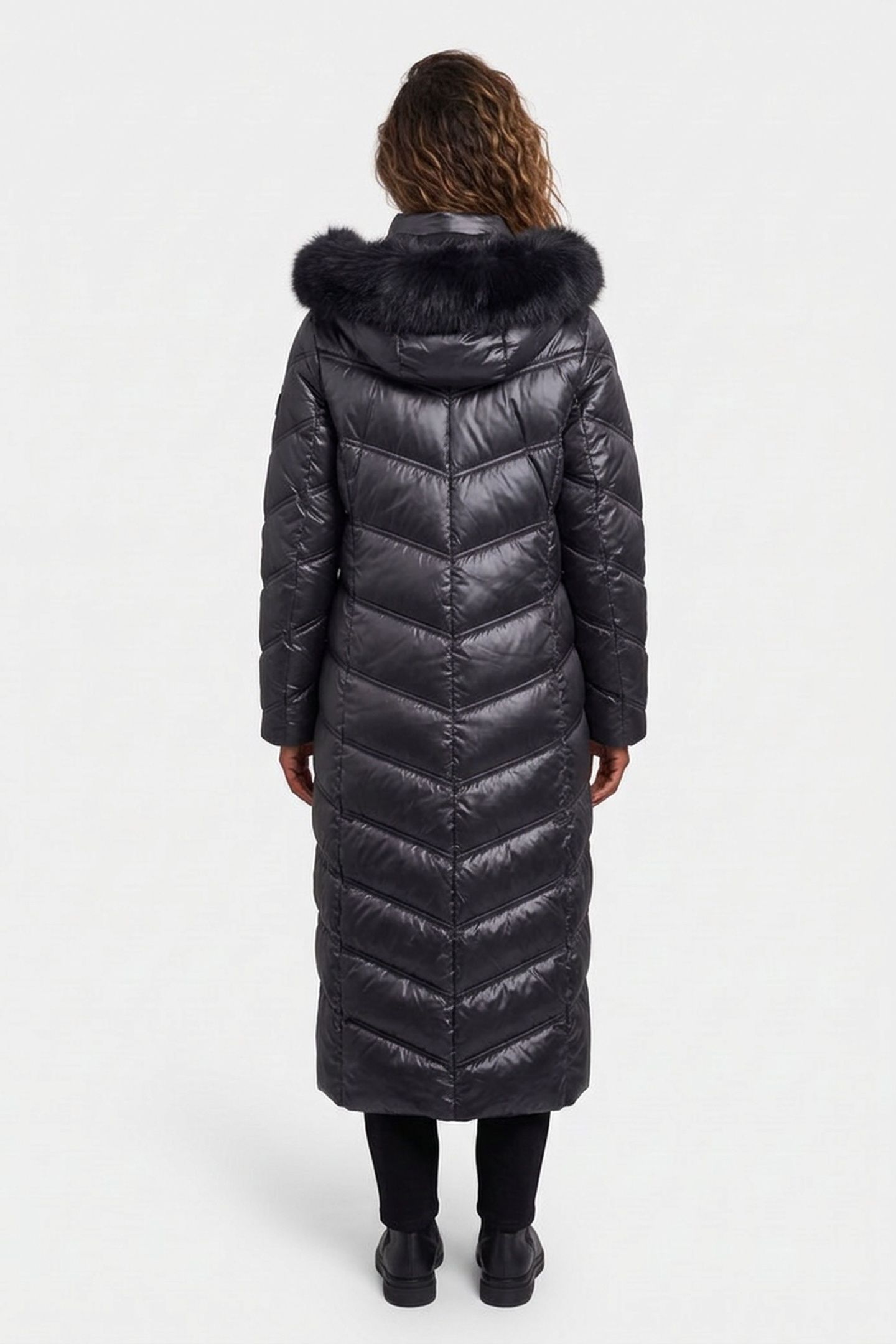 CHEVRON MAXI COAT CHARCOAL 2