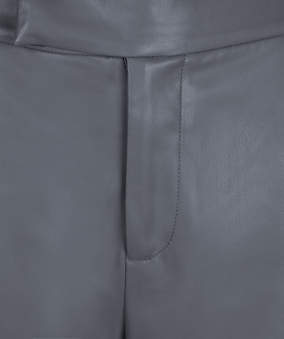 DRESS V/NECK VEGAN LEATHER GREY 3