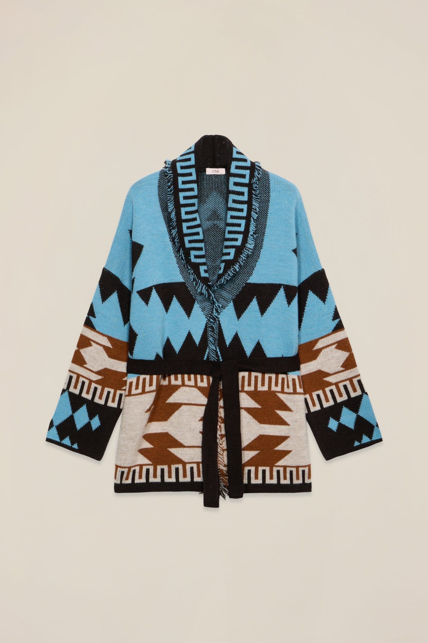JACQUARD CARDIGAN WITH FRINGES LIGHT BLUE 3