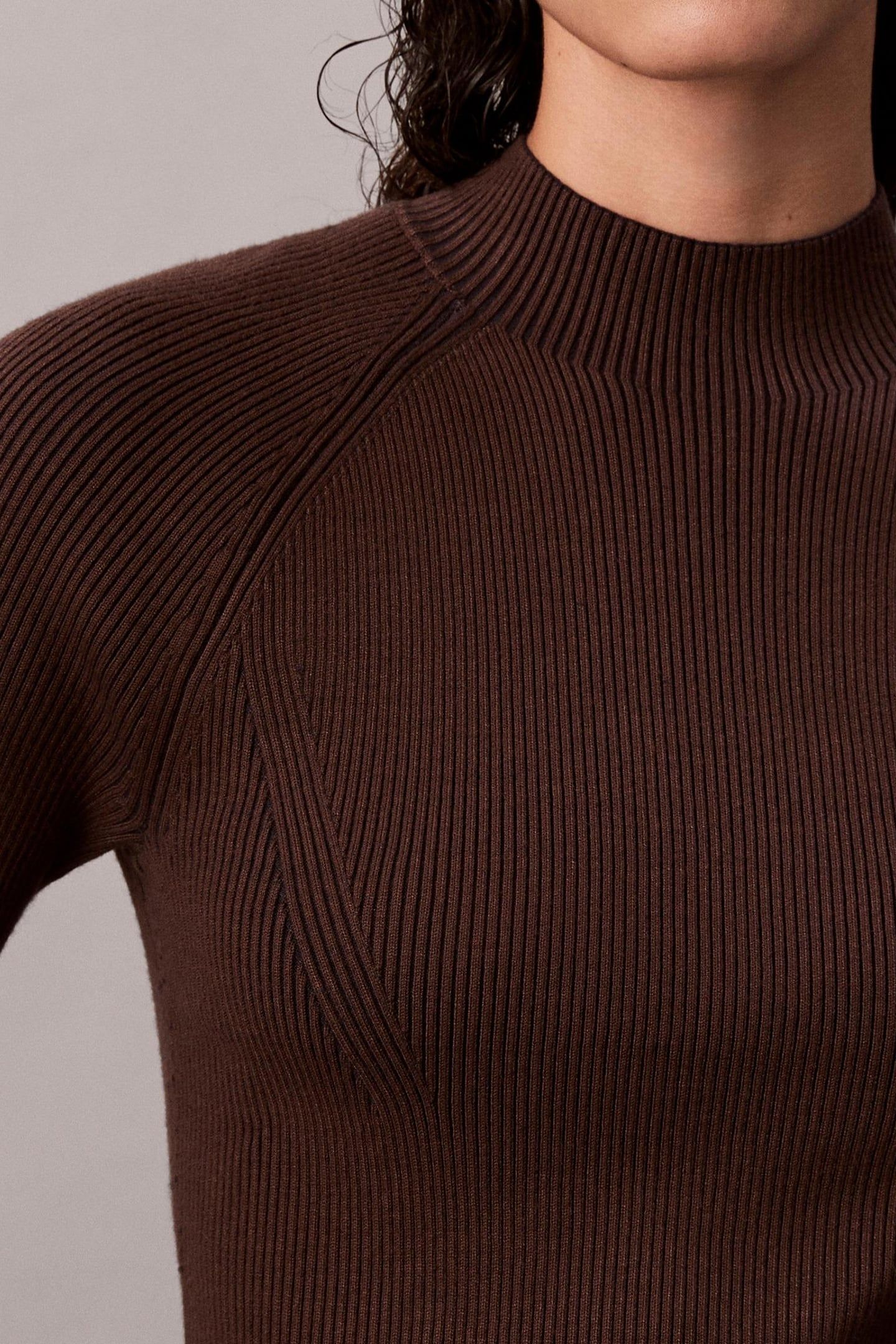 TECH KNIT MINI DRESS BROWN CORK COMBO 6