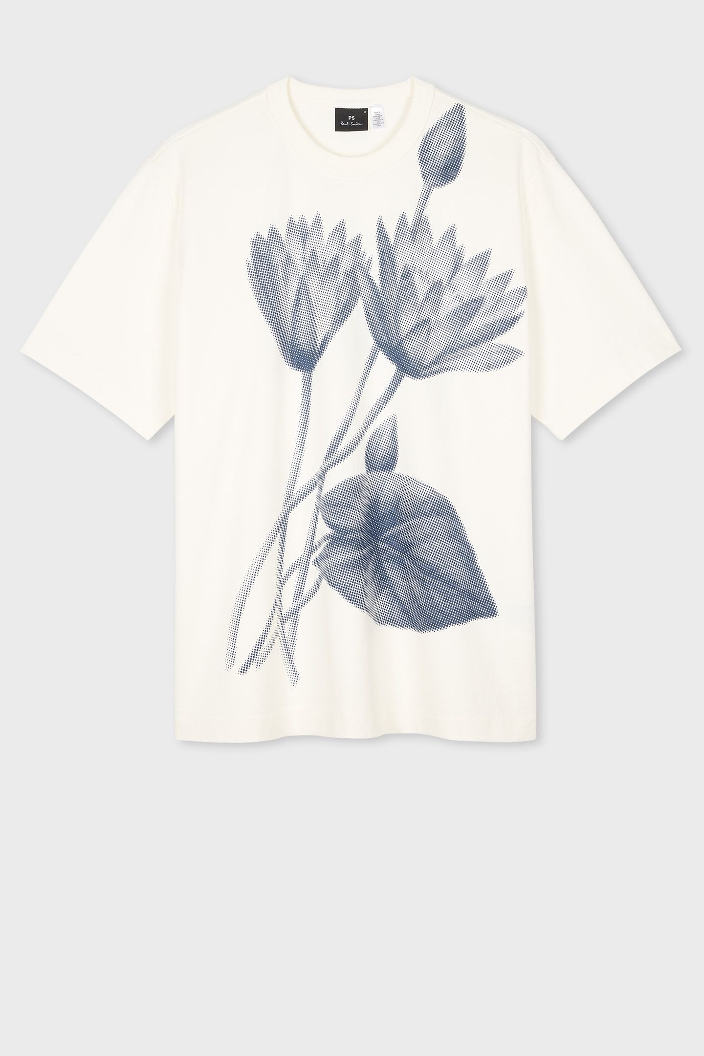 MENS SS REG FIT TSHIRT 1/2 TONE FLORAL OFF WHITE 4