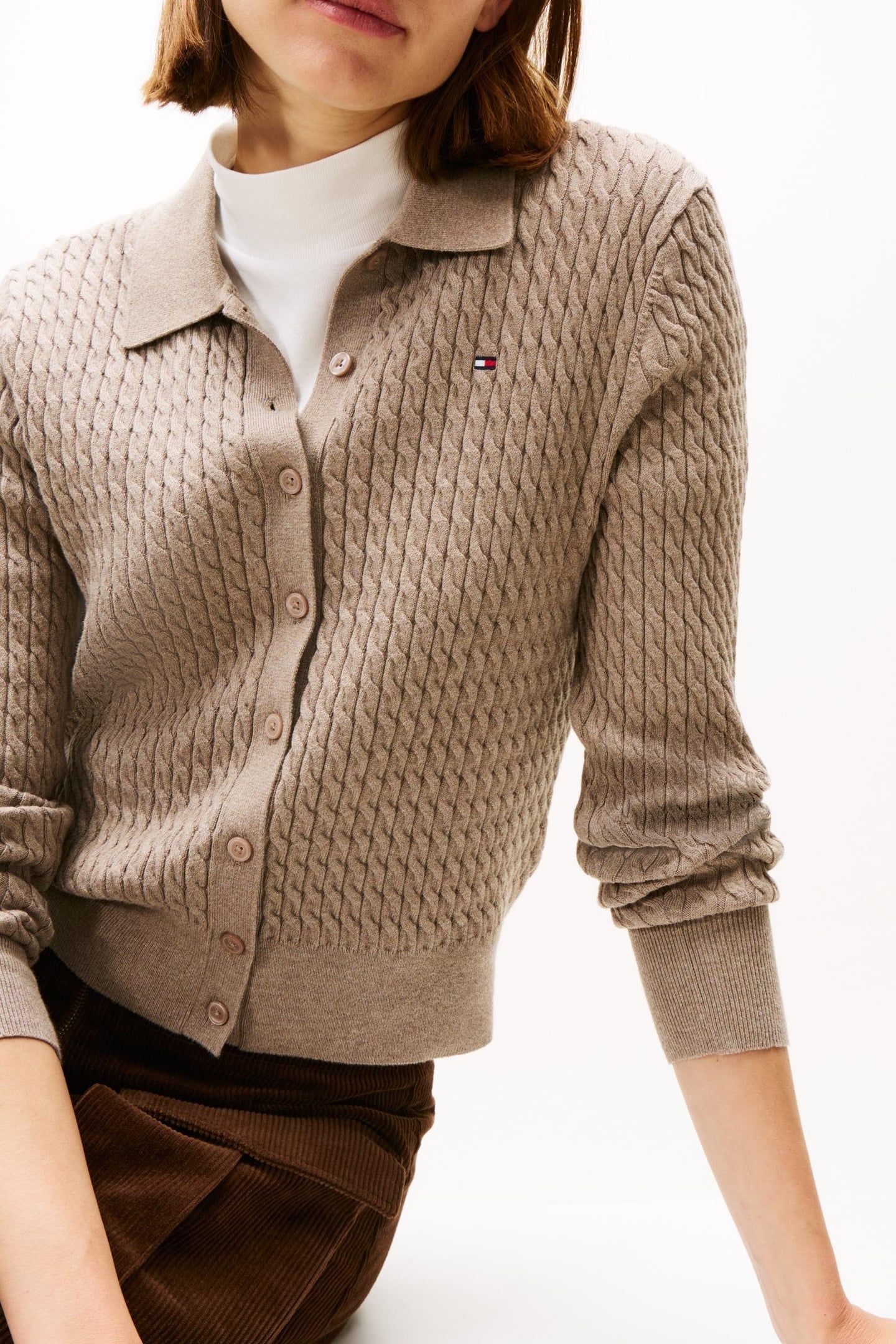 CO CABLE FINE GG POLO HEATHERED TAUPE 5