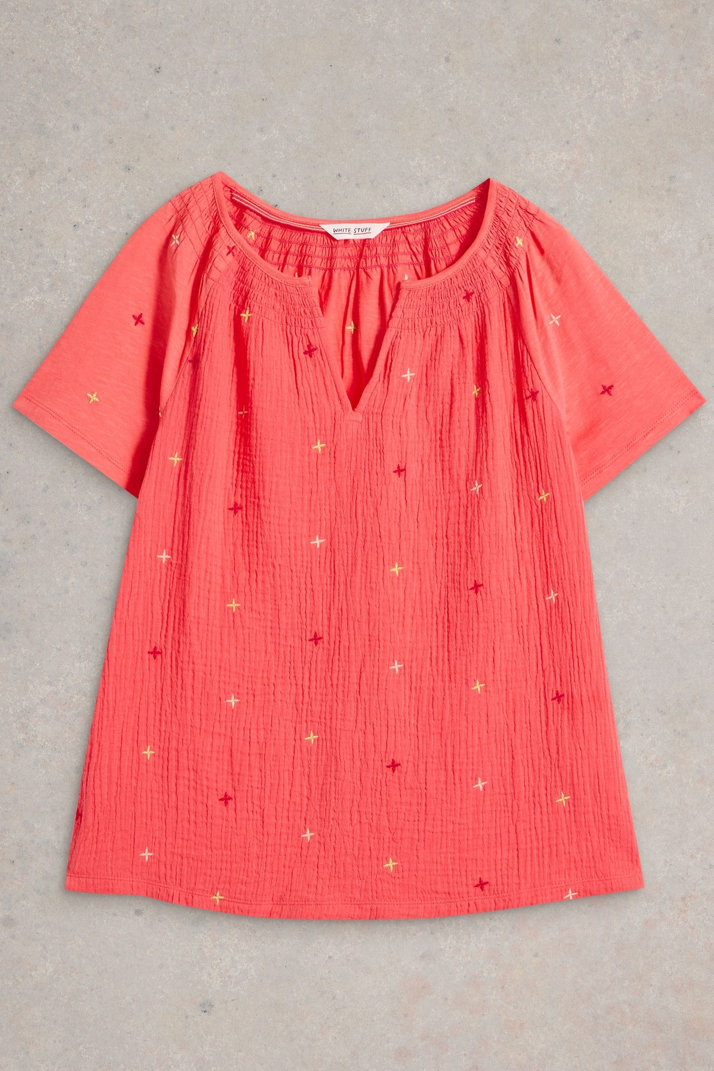 LUELLA EMBROIDERED TOP CORAL MULTI 4