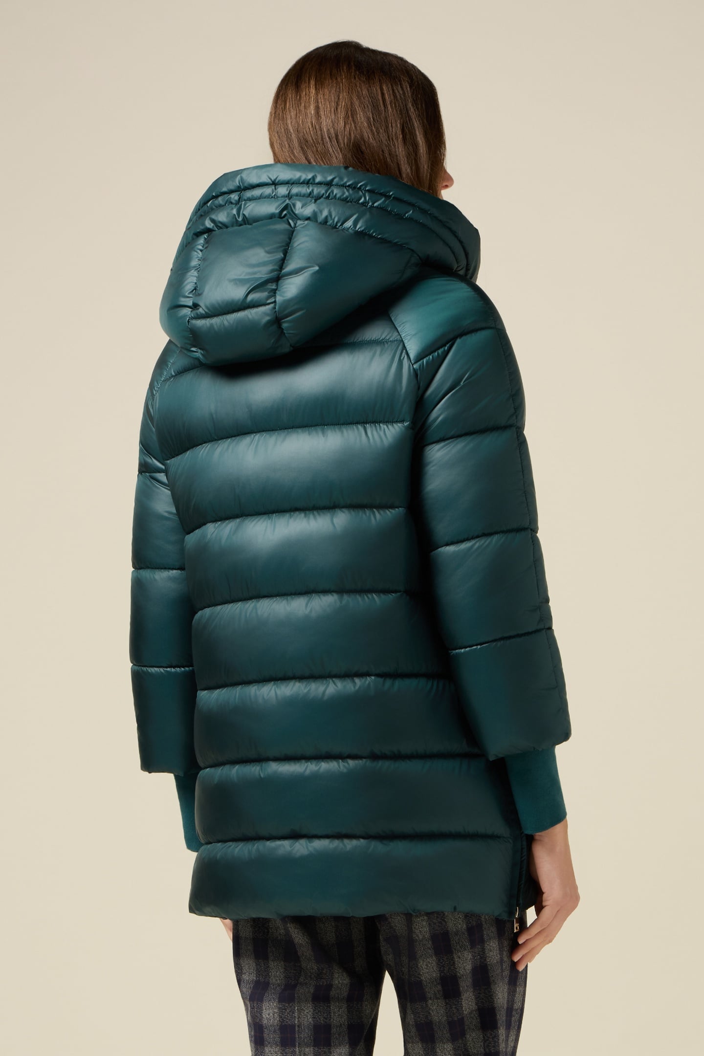 MIDI DOWN JACKET WITH HOOD GREEN 2