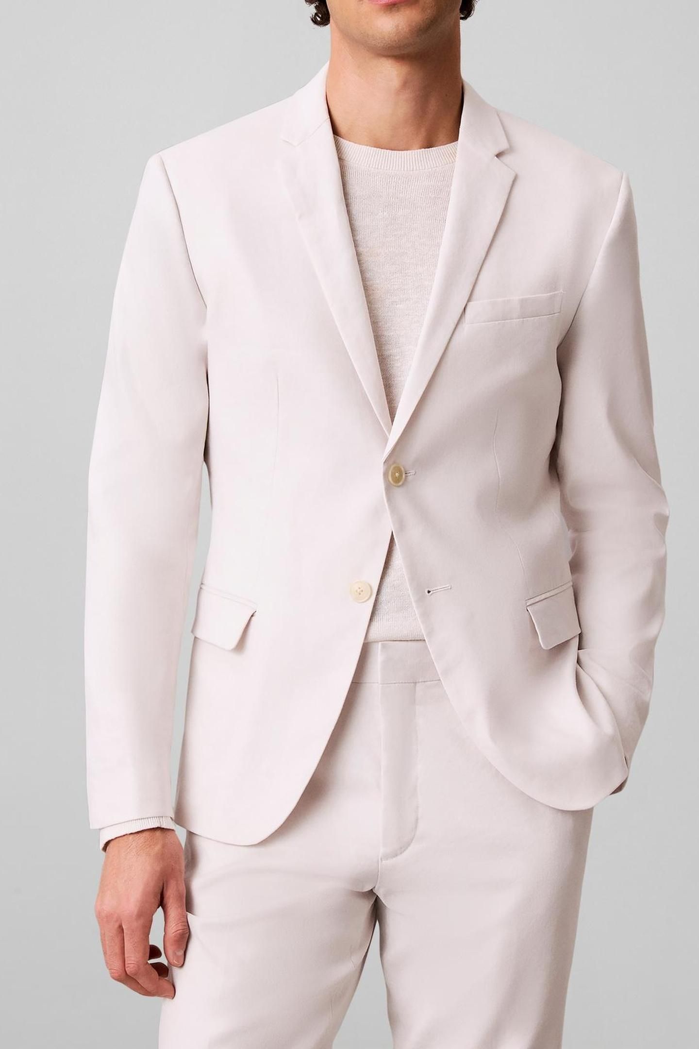 LS LINEN LYOCELL SLIM BLAZER WHITE SAND 1