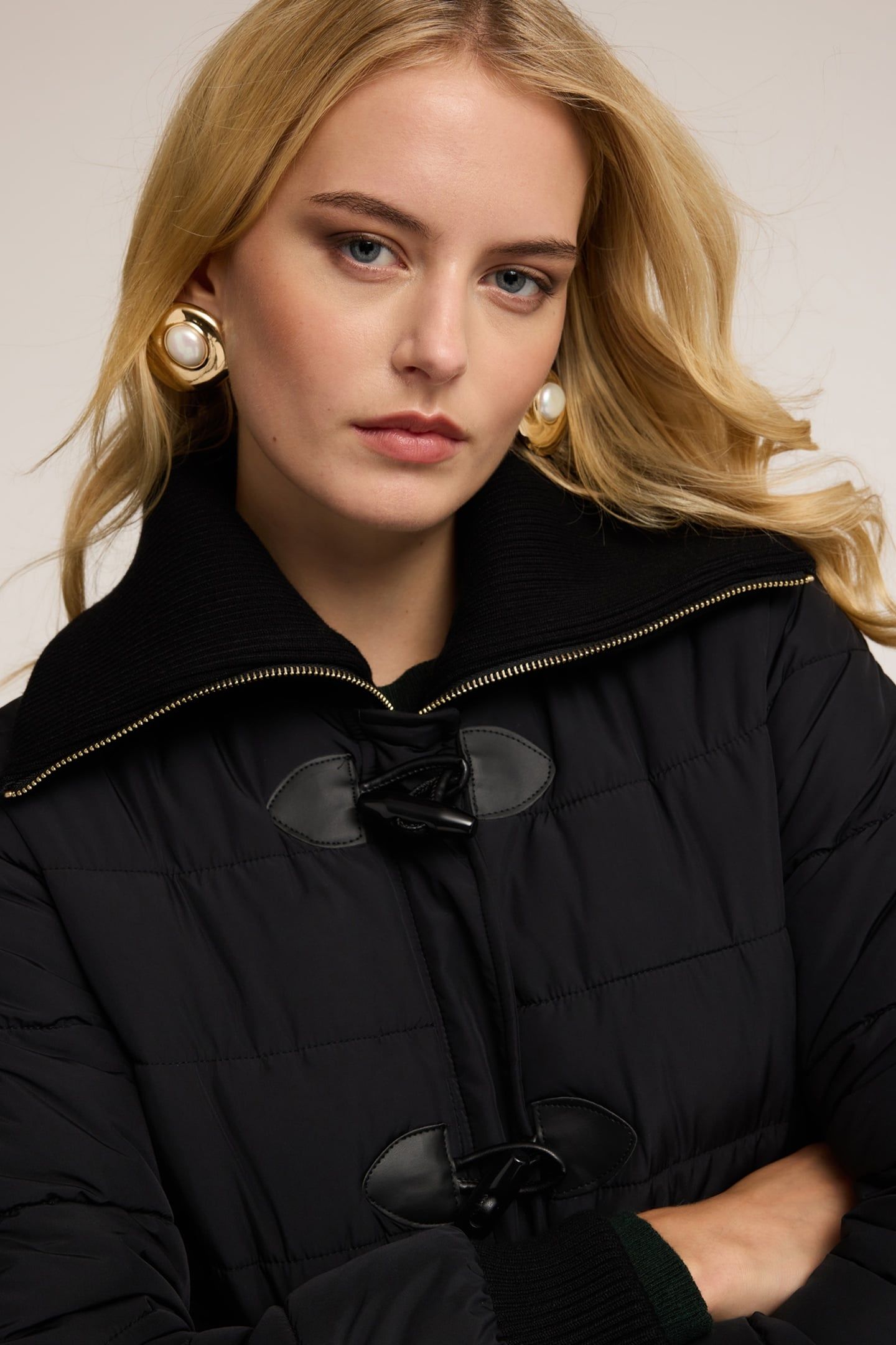 DOWN JACKET WITH KNIT COLLAR BLACK 5