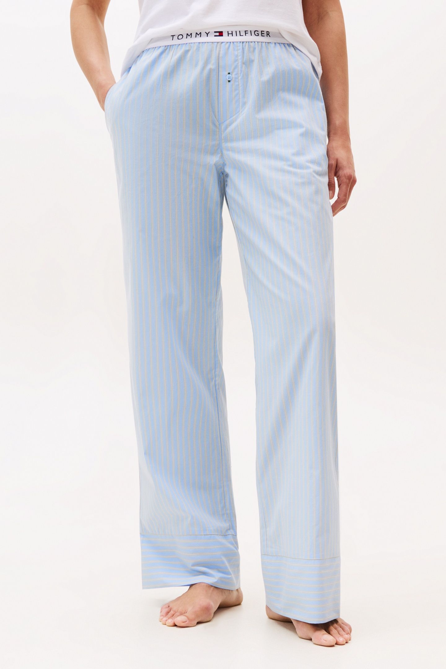 STRIPE POPLIN PANTS SILE VESSEL BLUE 2