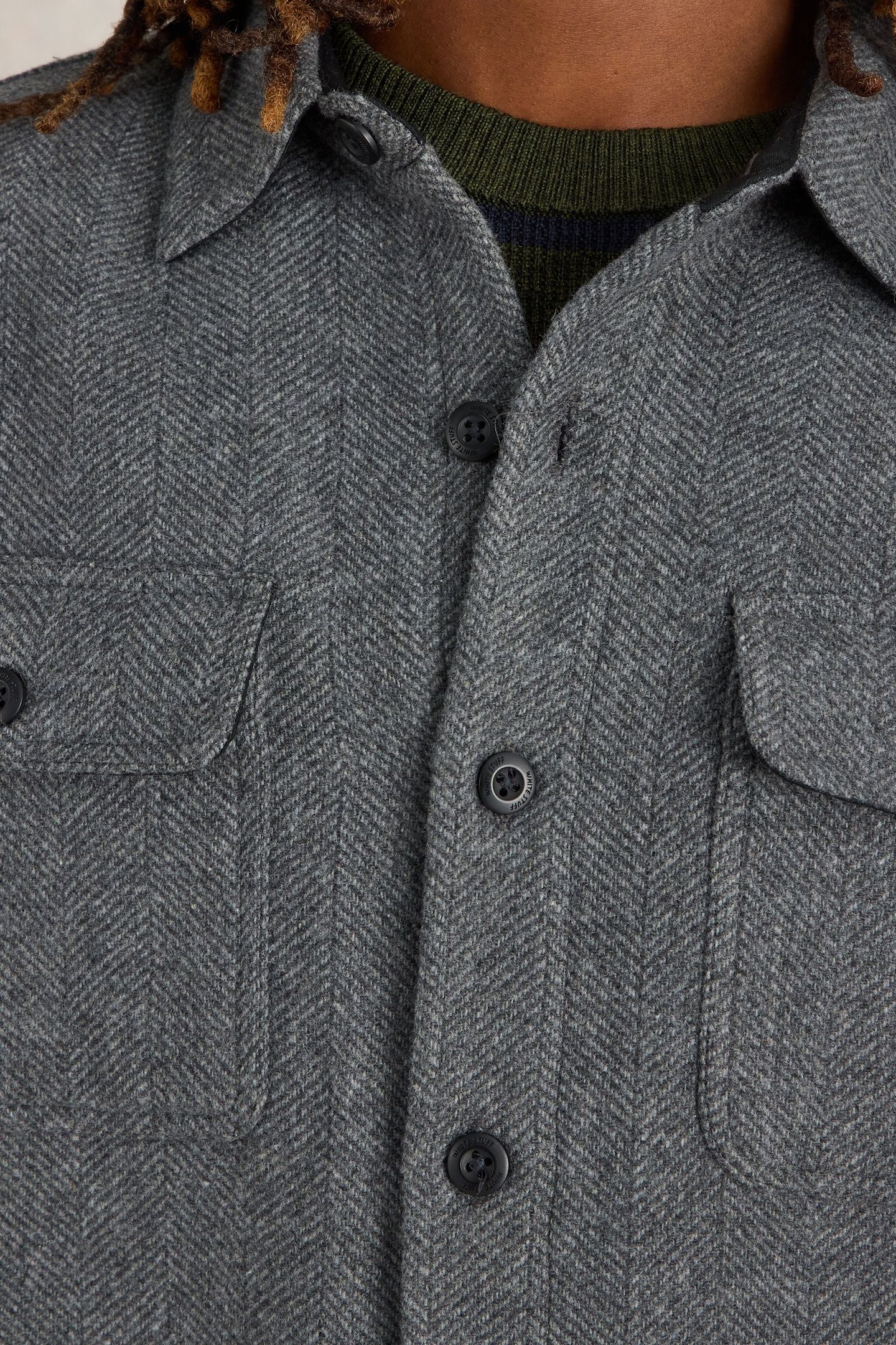 DARWEN HERRINGBONE OVERSHIRT GREY MULTI 4