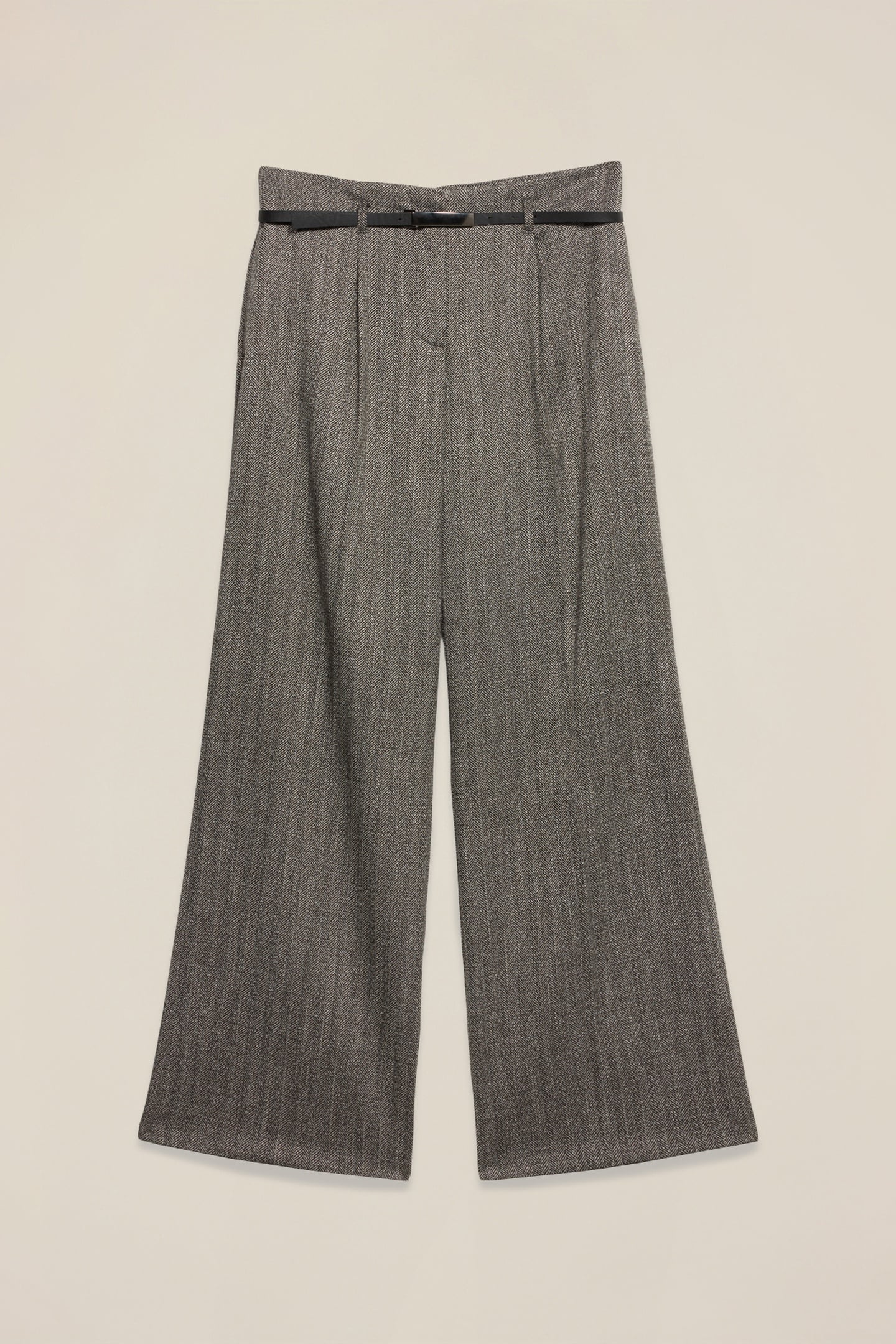 PINSTRIPED FLANNEL PALAZZO PANTS GREY 4