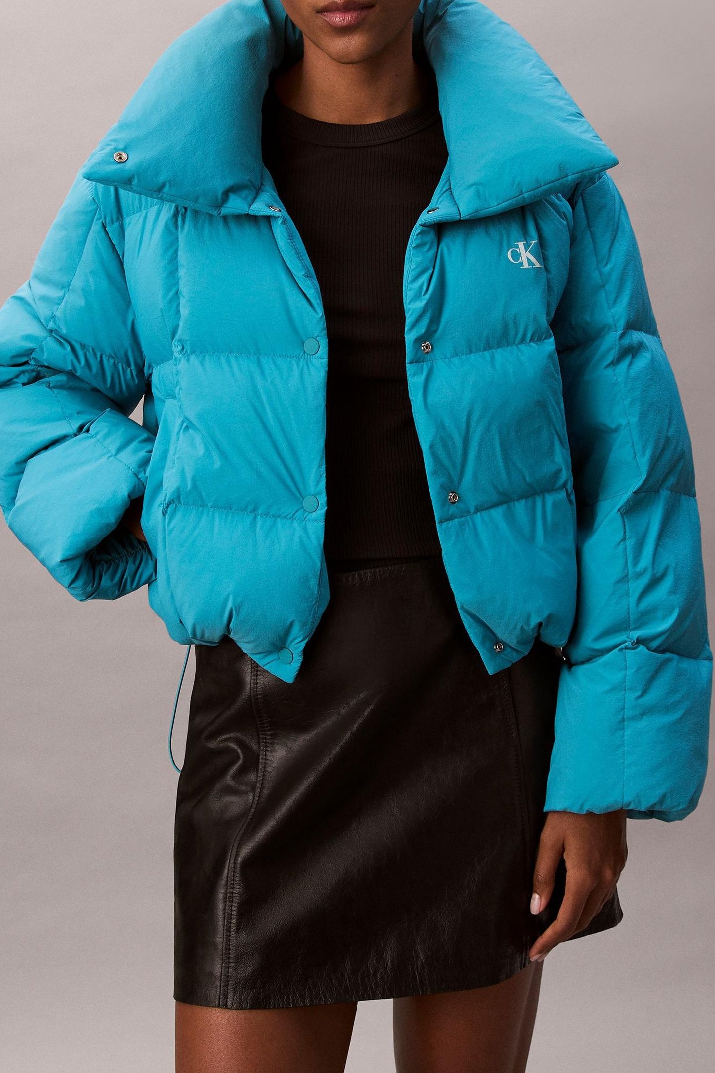 SHORT DOWN PUFFER TEAL SLATE 5