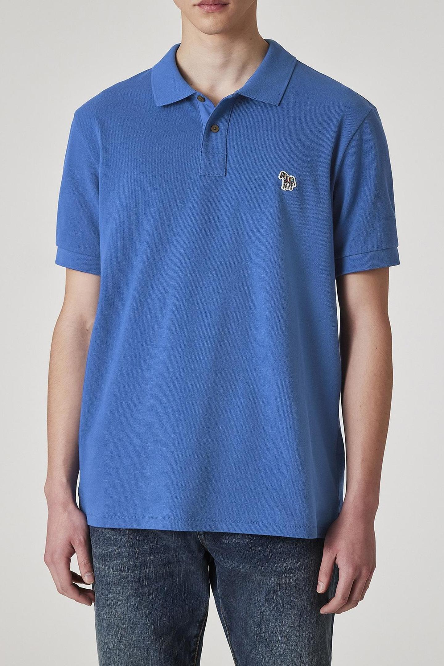 MENS REG FIT SS POLO SHIRT ZEBRA PETROL BLUE 1