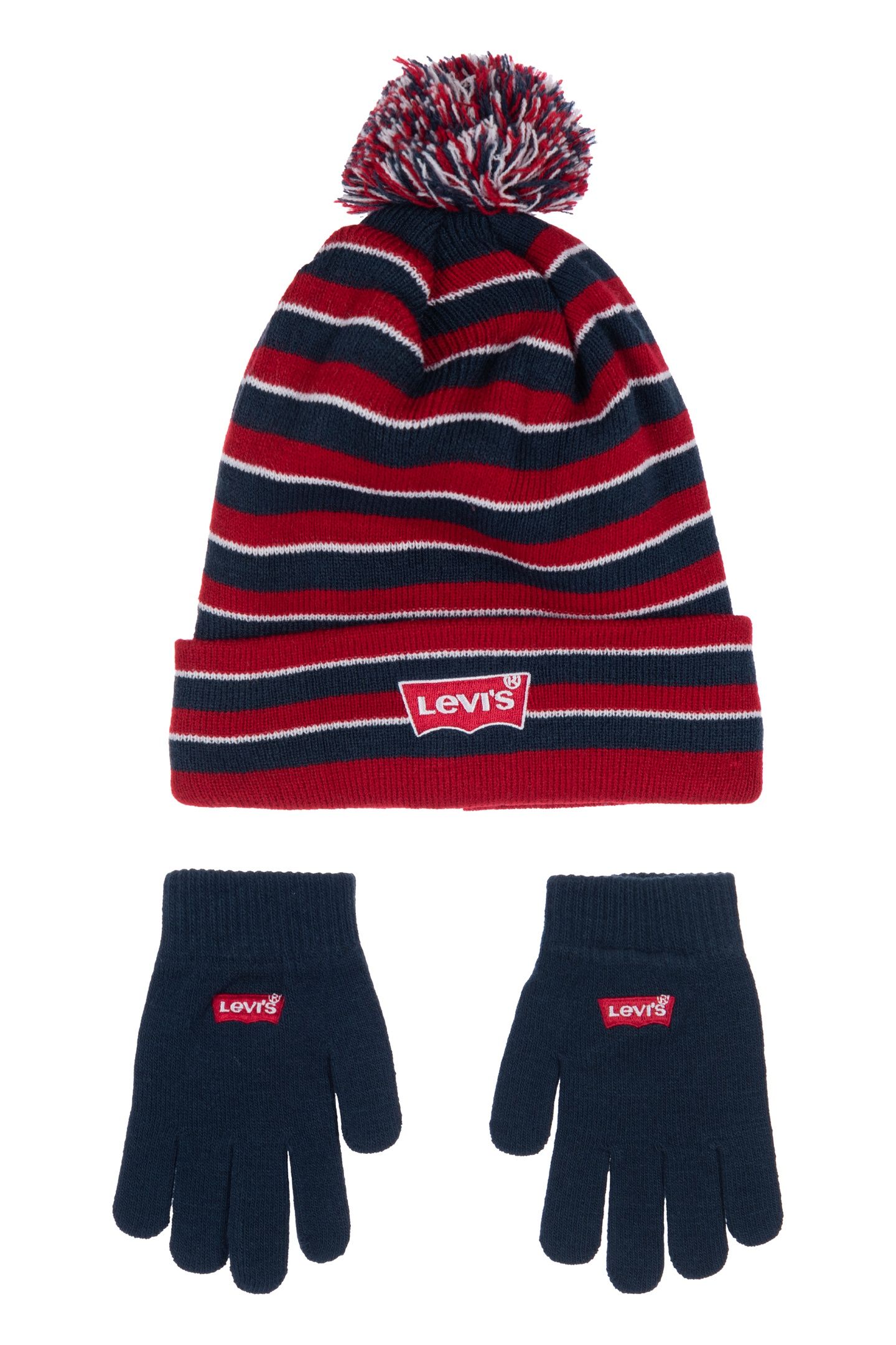 UNISEX LAN BATWING STRIPE BEANIE SET DRESS BLUES 1