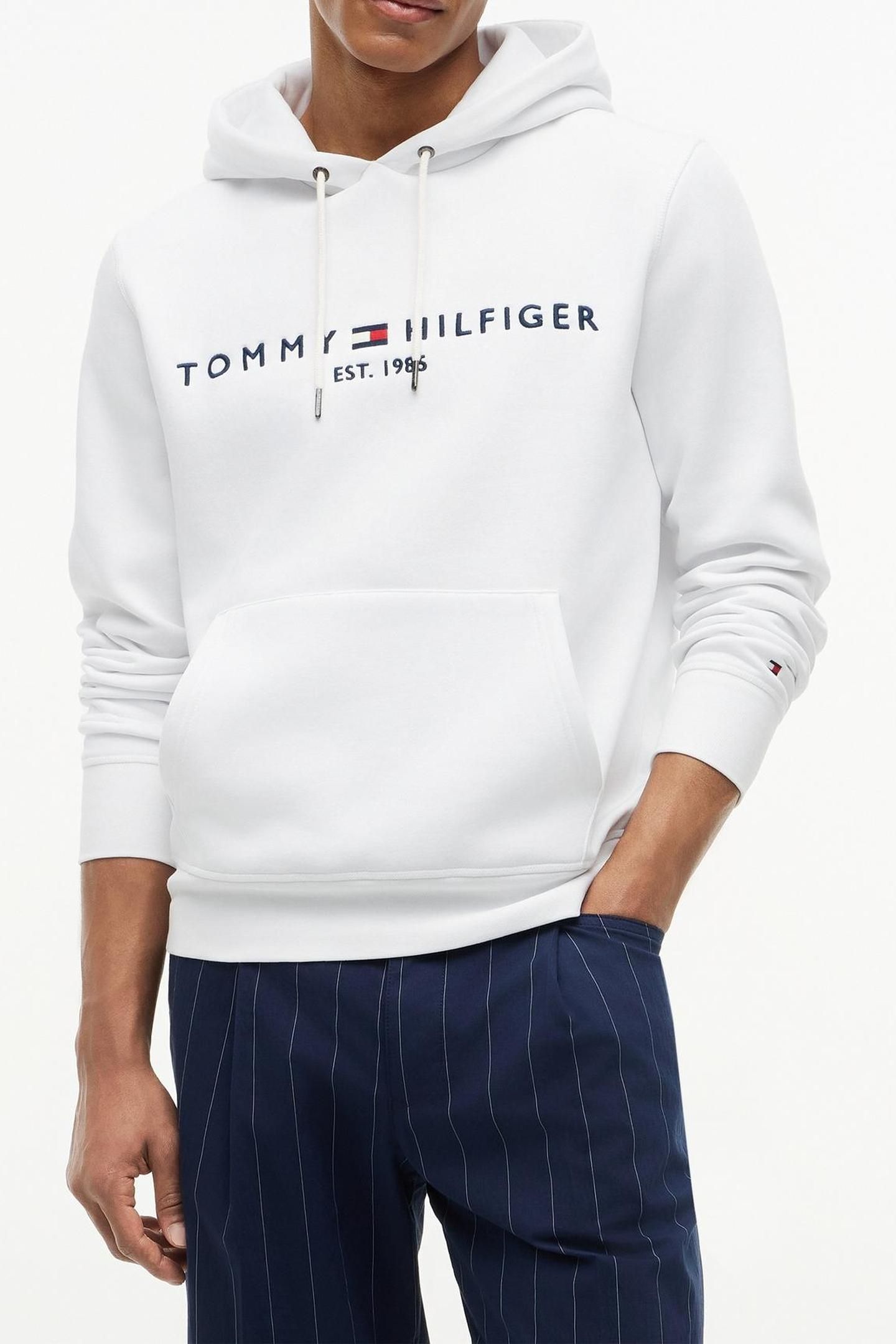 TOMMY LOGO HOODY WHITE 1