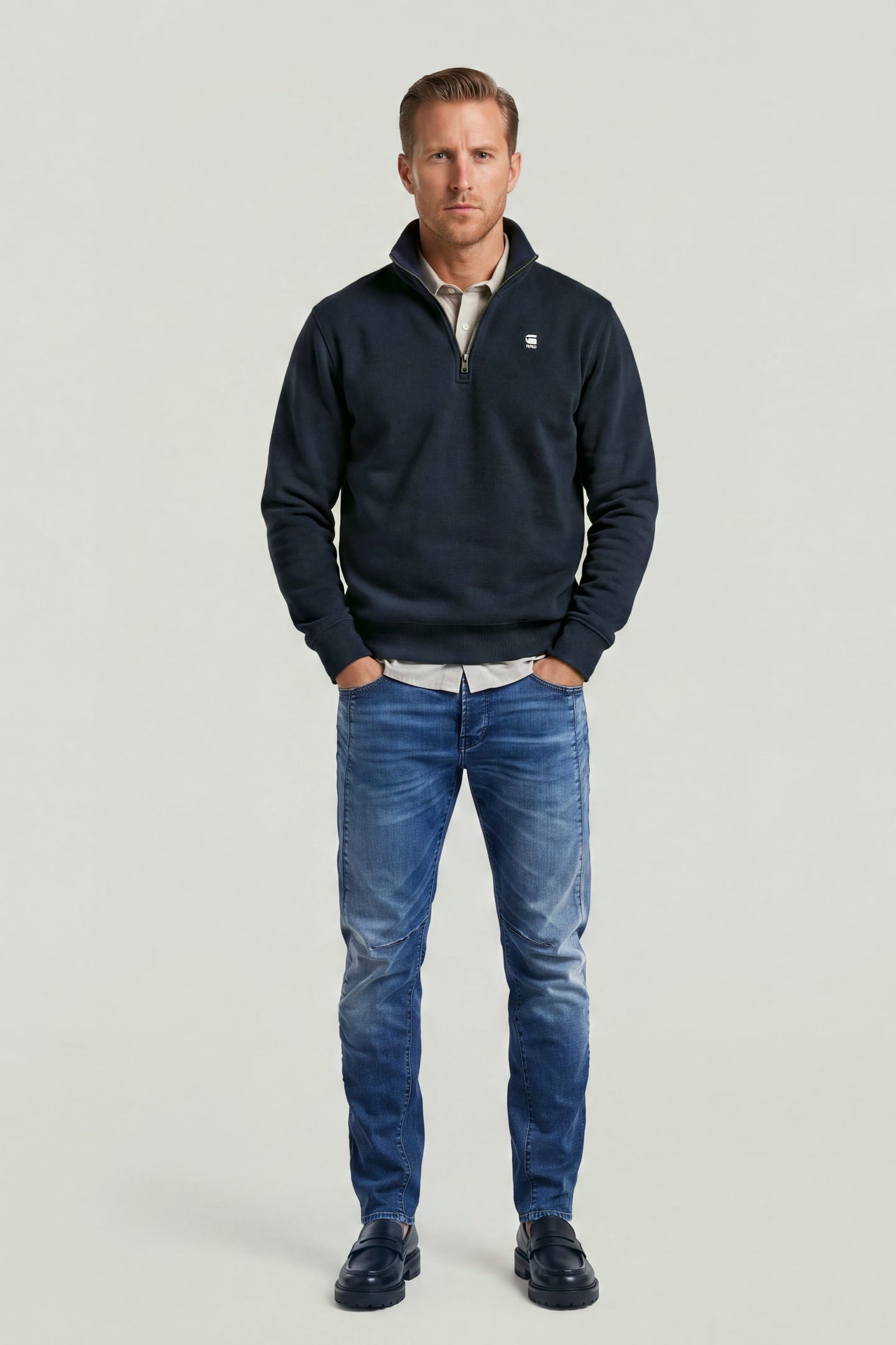 CORE ZIP STAND UP COLLAR SWEAT L/S BLUE 3
