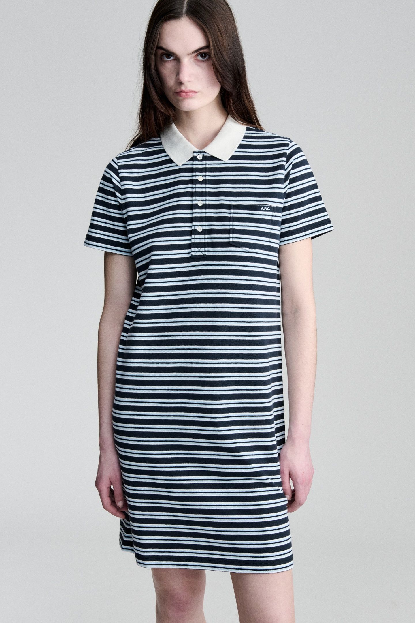 DRESS POLO SHORT SLEEVE STRIPED DARK NAVY 3