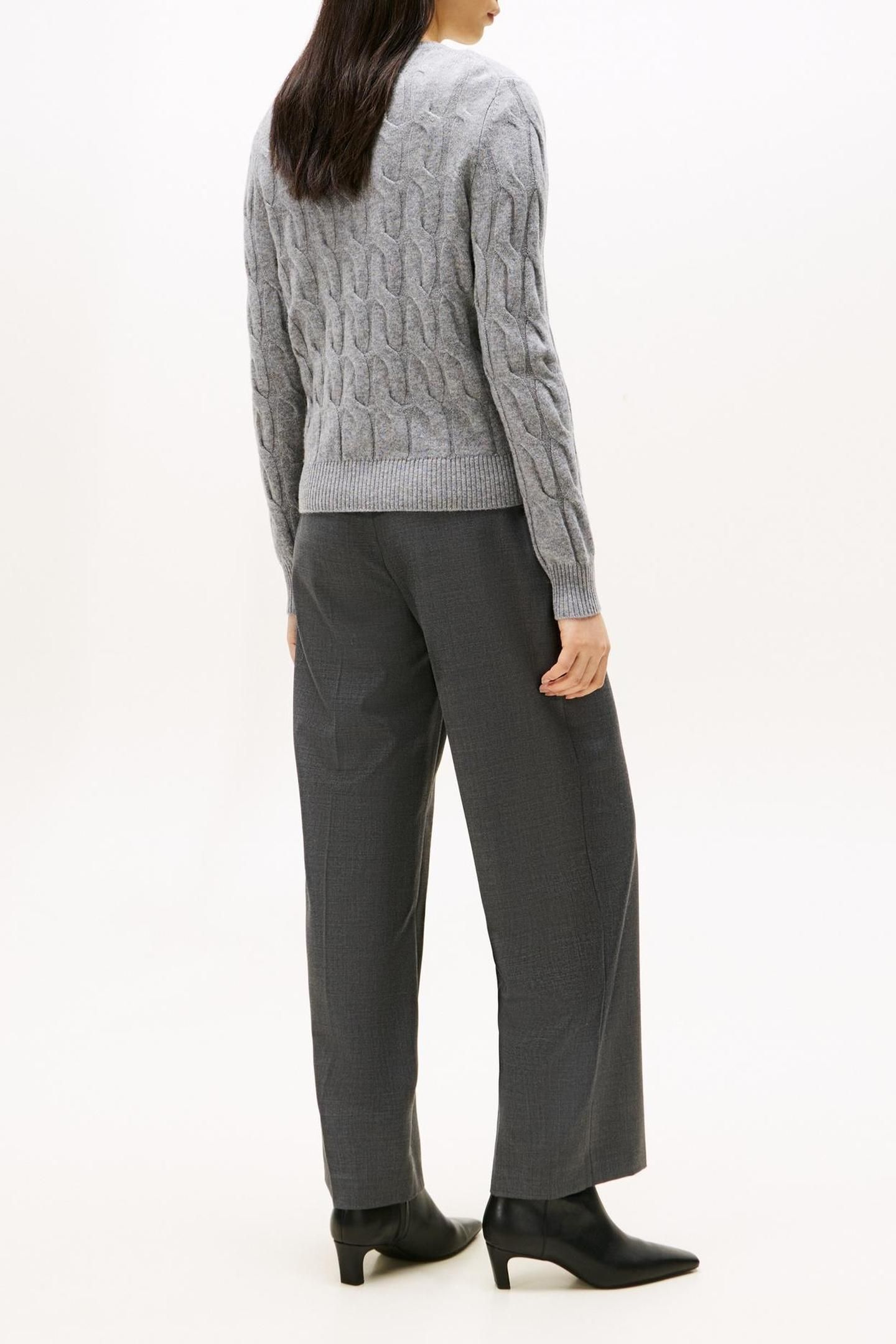 SOFT WOOL CABLE C-NECK MID GREY HEATHER 3