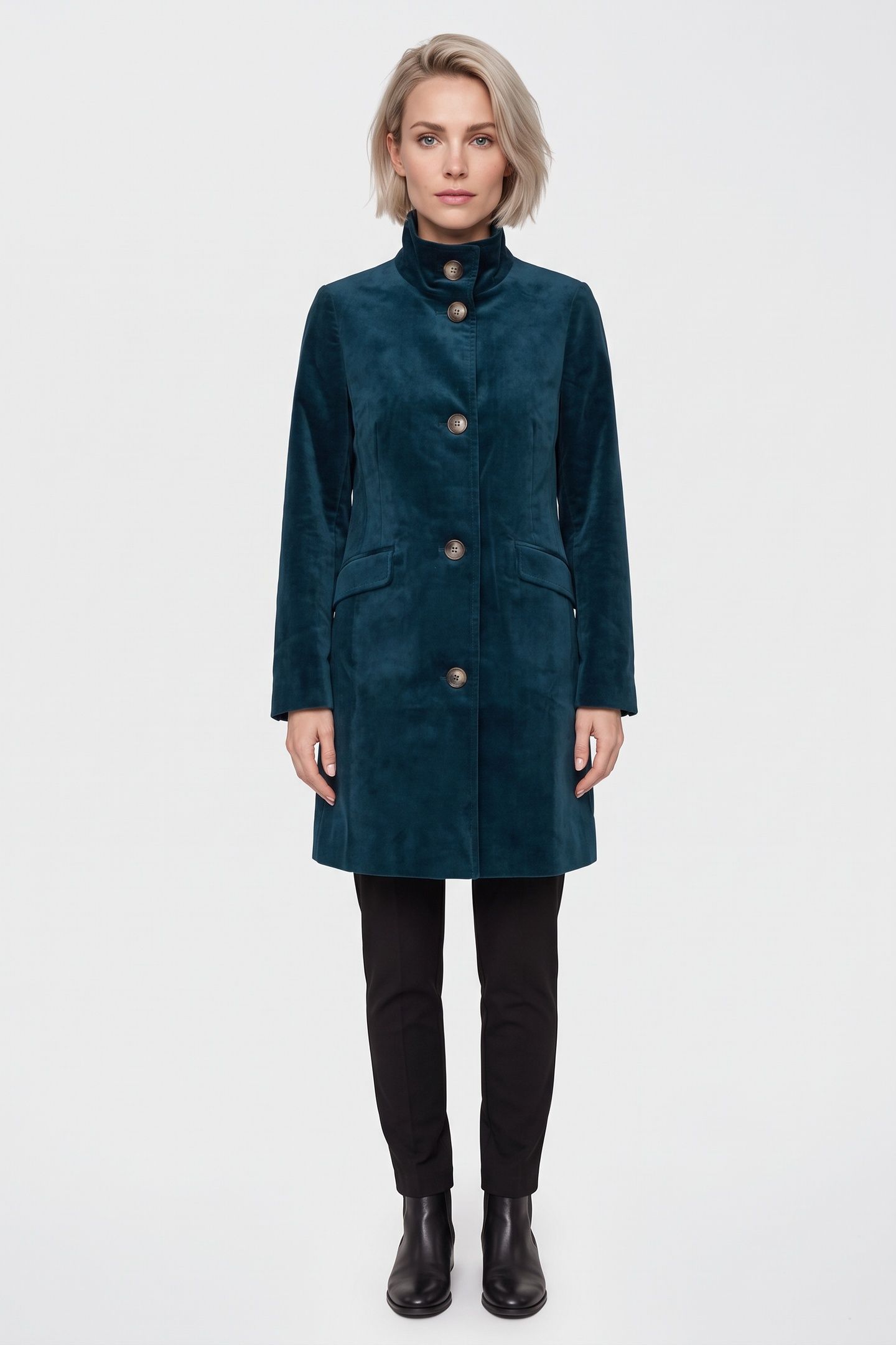 KARLA VELVET COAT DARK TEAL 1