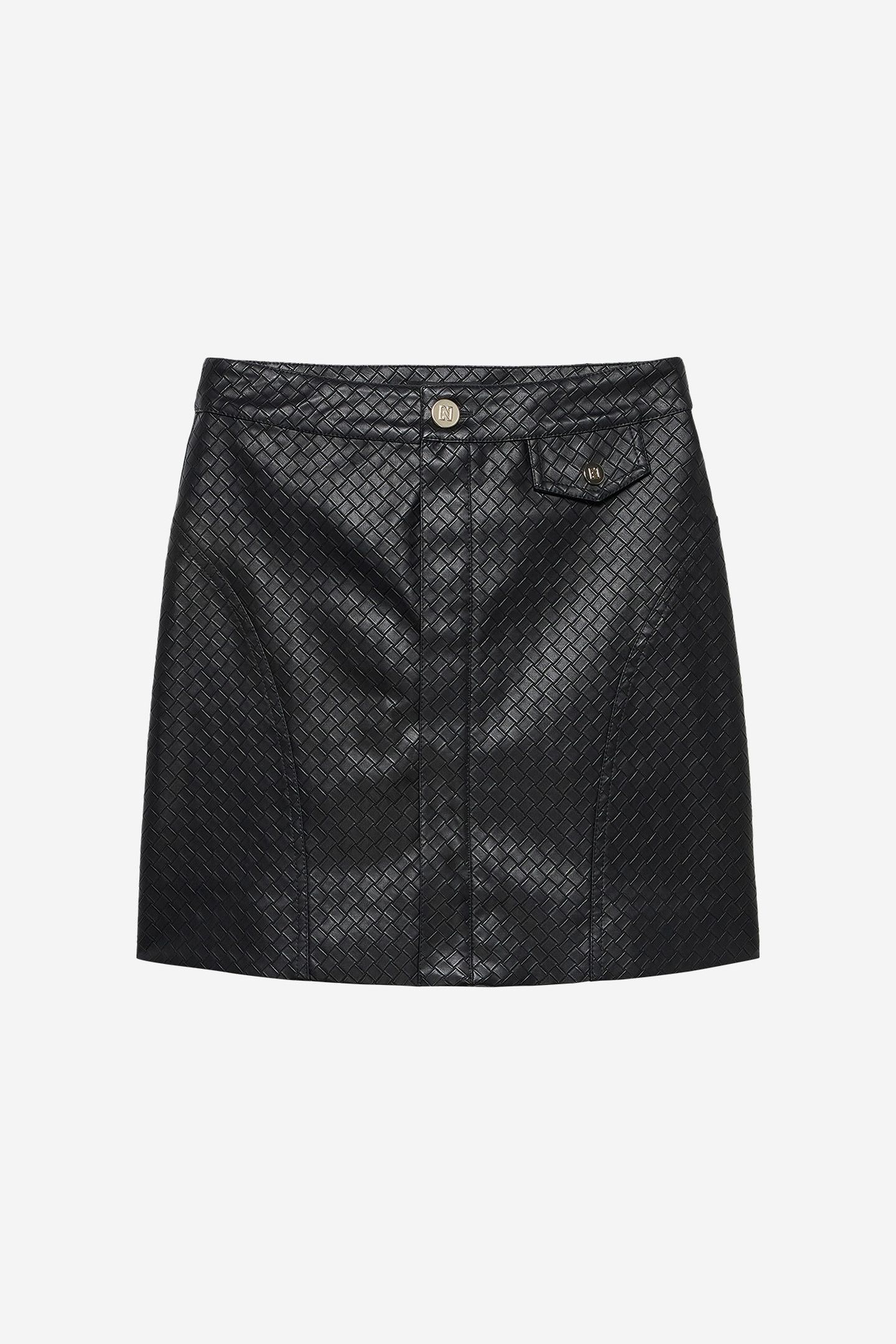 HANIA WOVEN PU SKIRT BLACK 2