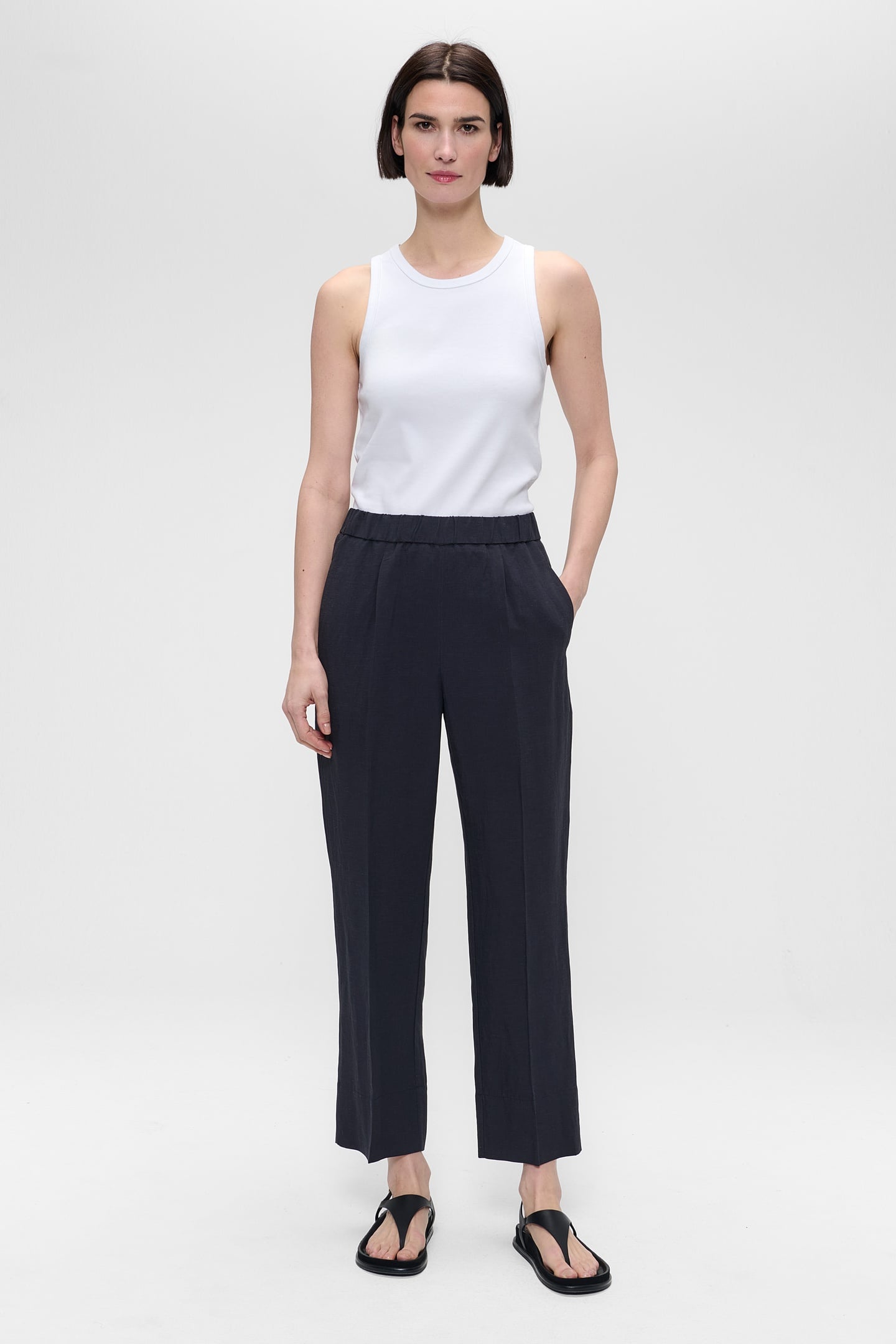 FINE LINEN VISC SYDNEY PANTS SLATE 2