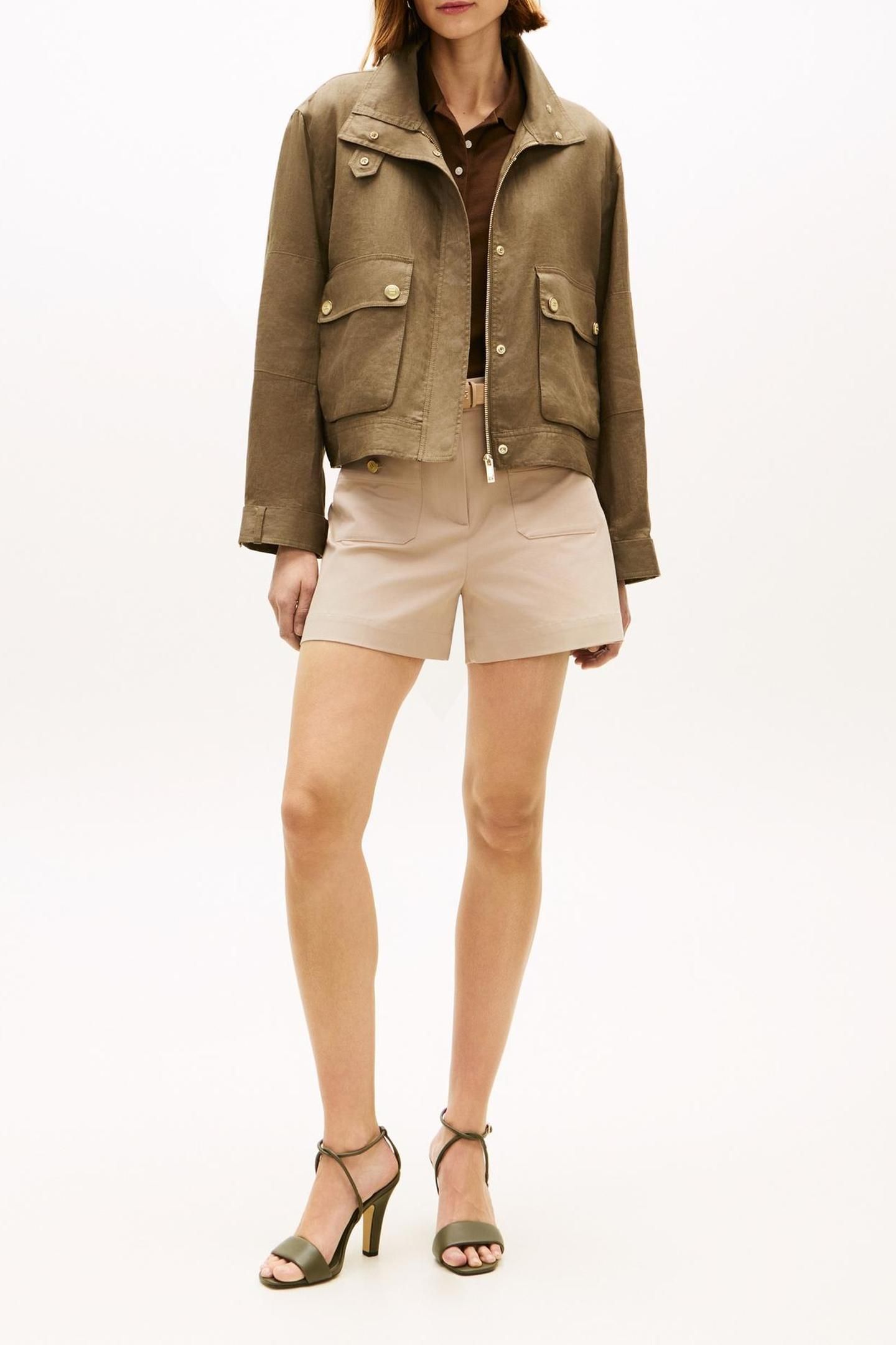 LINEN UTILITY JACKET MEDITERRANEAN OLIVE 1