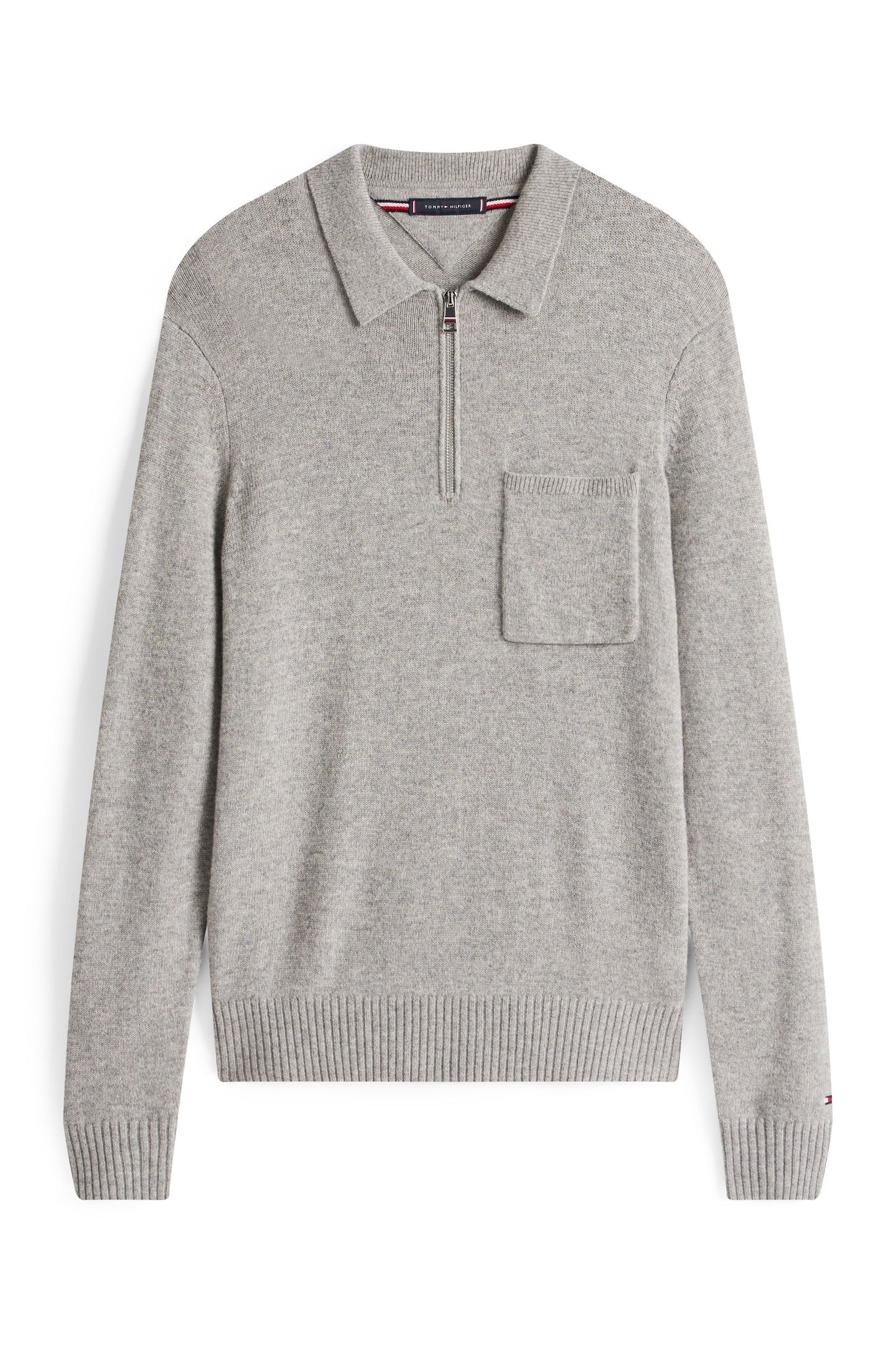 LAMBSWOOL ZIP POLO LIGHT GREY HEATHER 4