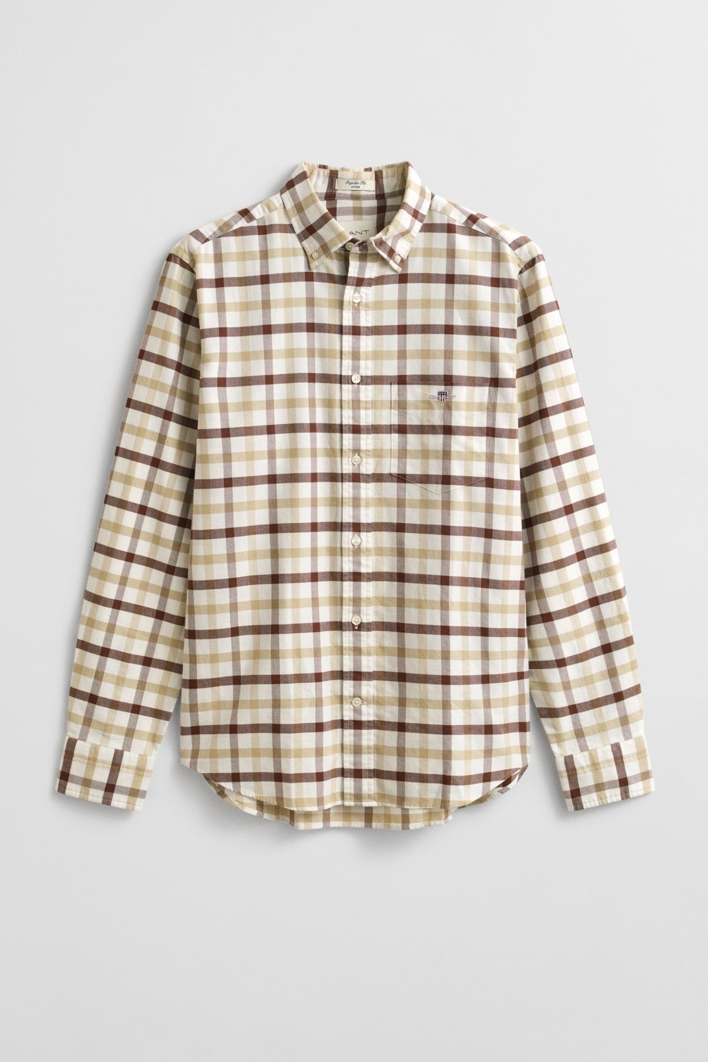REG OXFORD CHECK SHIRT MAHOGANY BROWN 4
