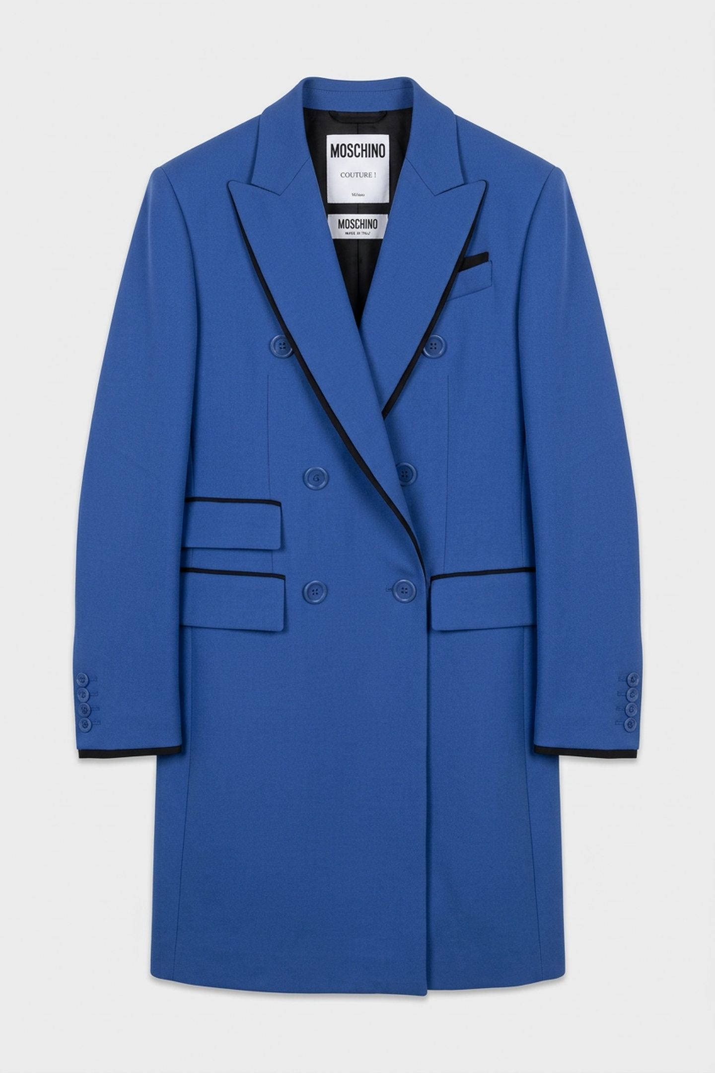 COAT IN CONTRASTING LAYERS BONDED FABRIC BLUE 3