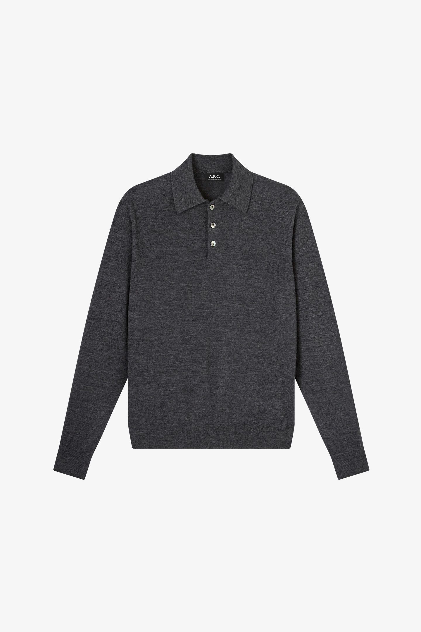 UNISEX SWEATER POLO COLLAR HEATHERED CHARCOAL 2