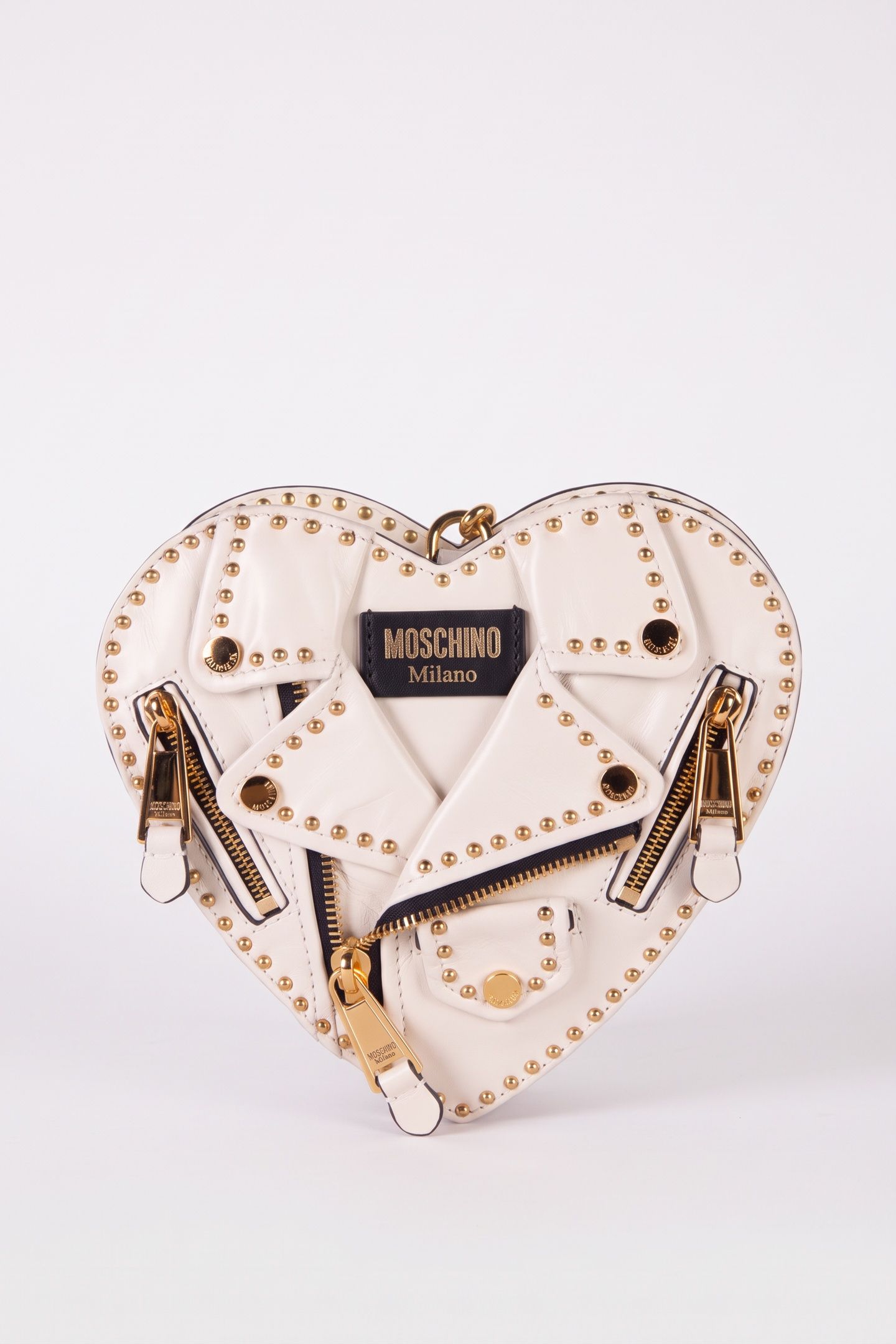 HEART BAG IN SHINY CALFSKIN WITH STUDS GREY 1