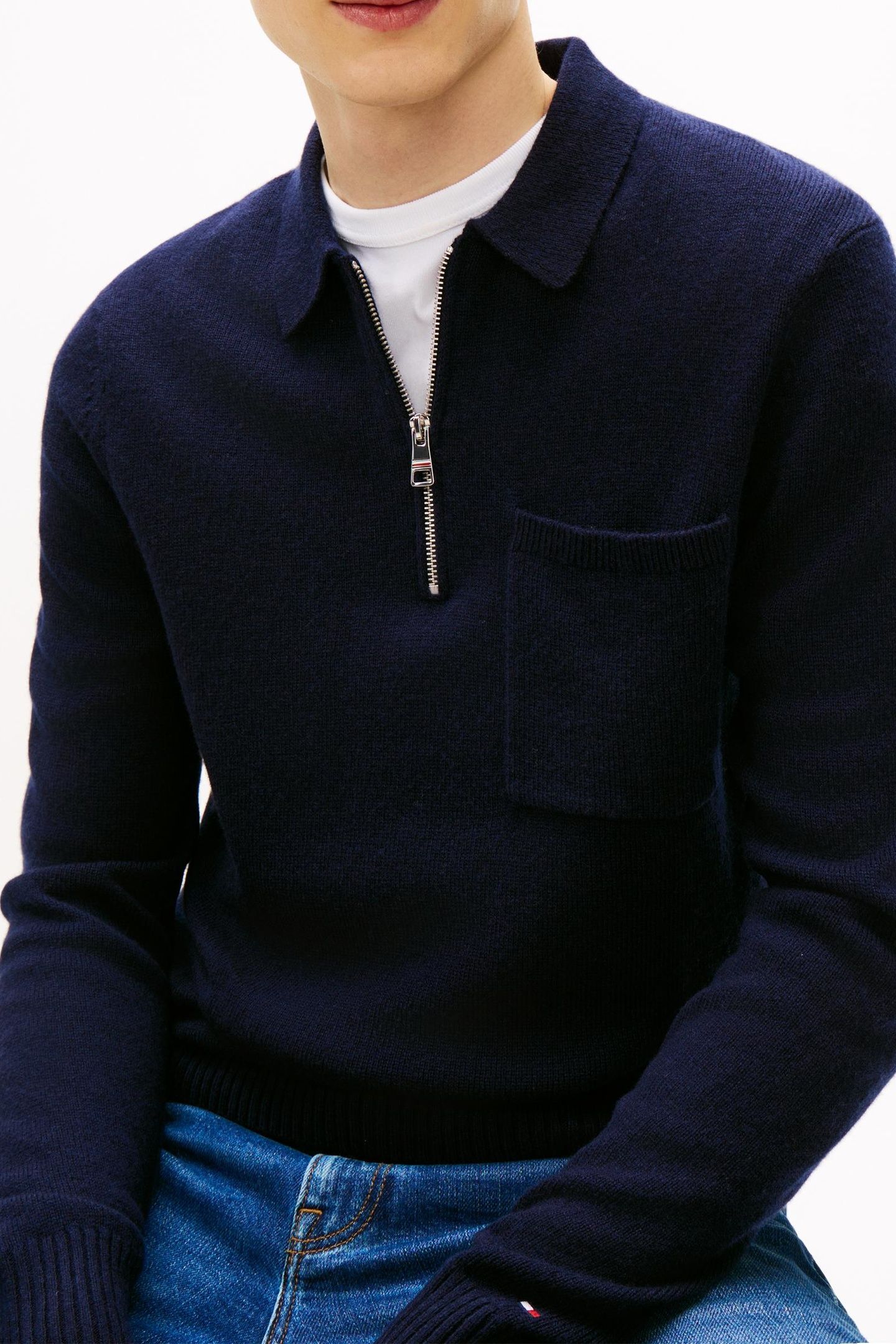 LAMBSWOOL ZIP POLO DESERT SKY 5