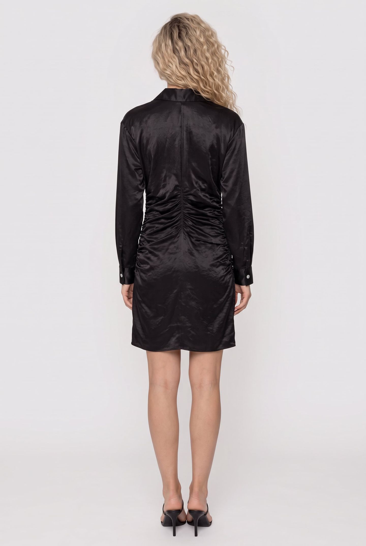 FORTUNE SATIN SHIRTDRESS BLACK 2