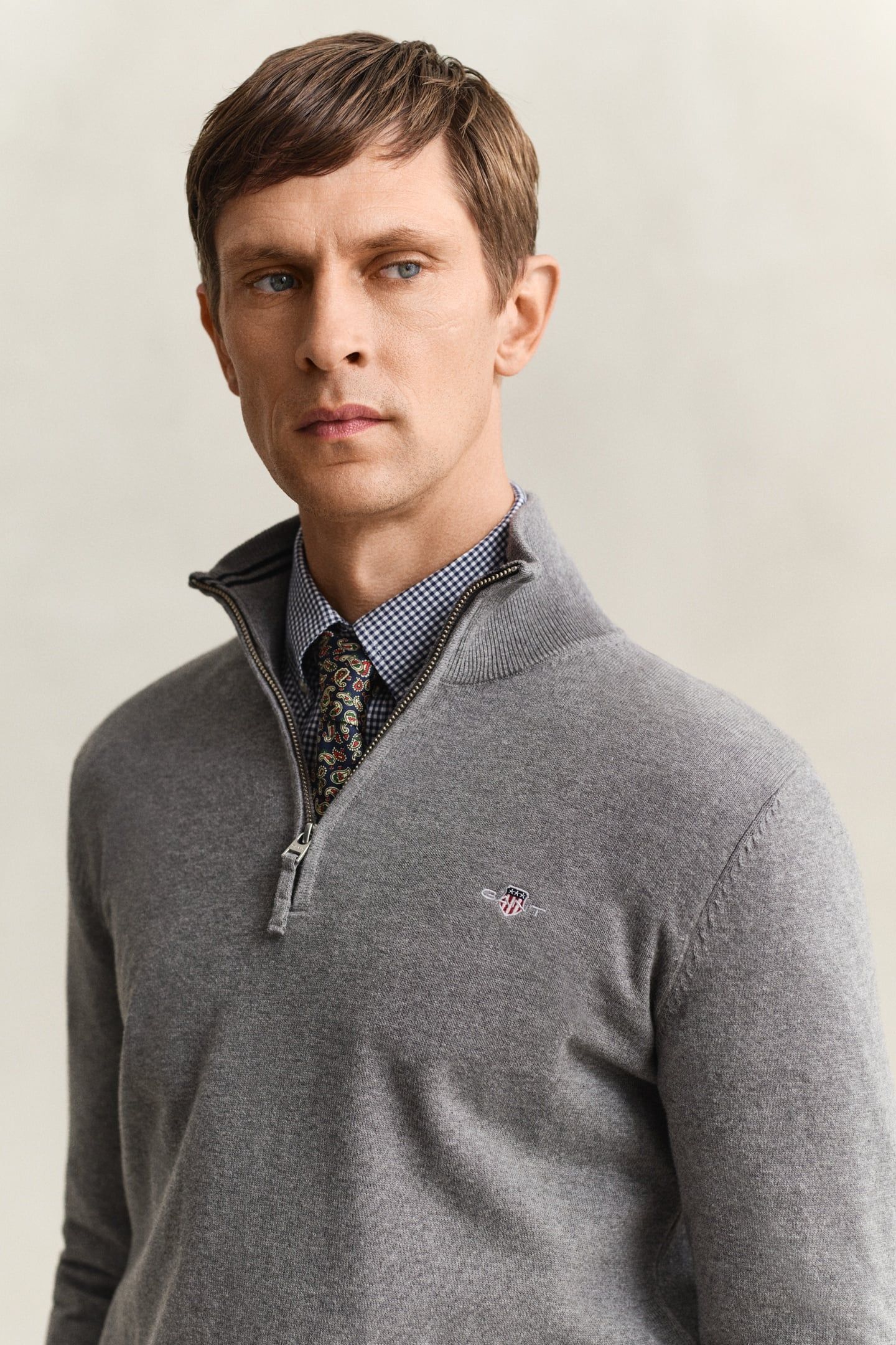 CLASSIC COTTON HALF ZIP DARK GREY MELANGE 5