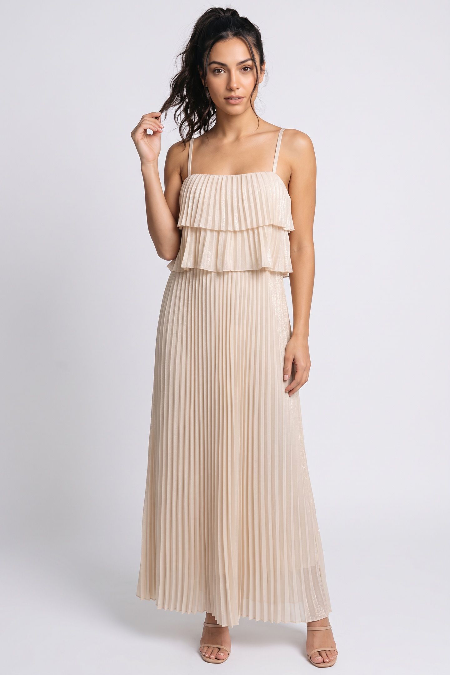 LA CHLOE TREASURE PARTY DRESS BEIGE 1