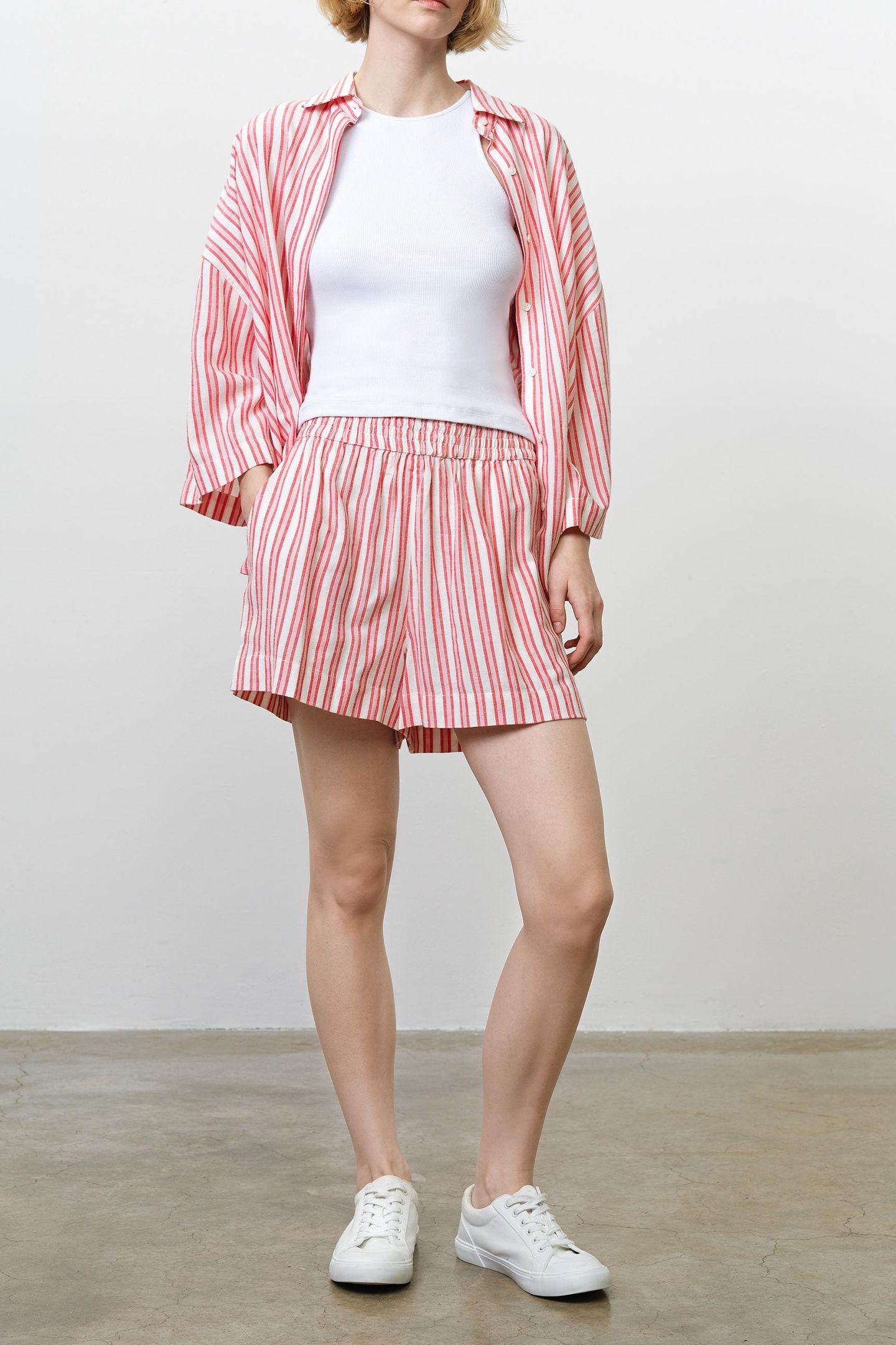 CHERYL LINEN BLEND SHORTS WATERMELON RED 2