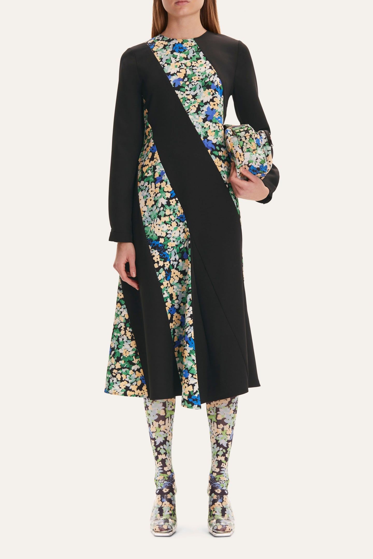 AIDA CADY DRESS LONG FLORAL POINTILLISM 1