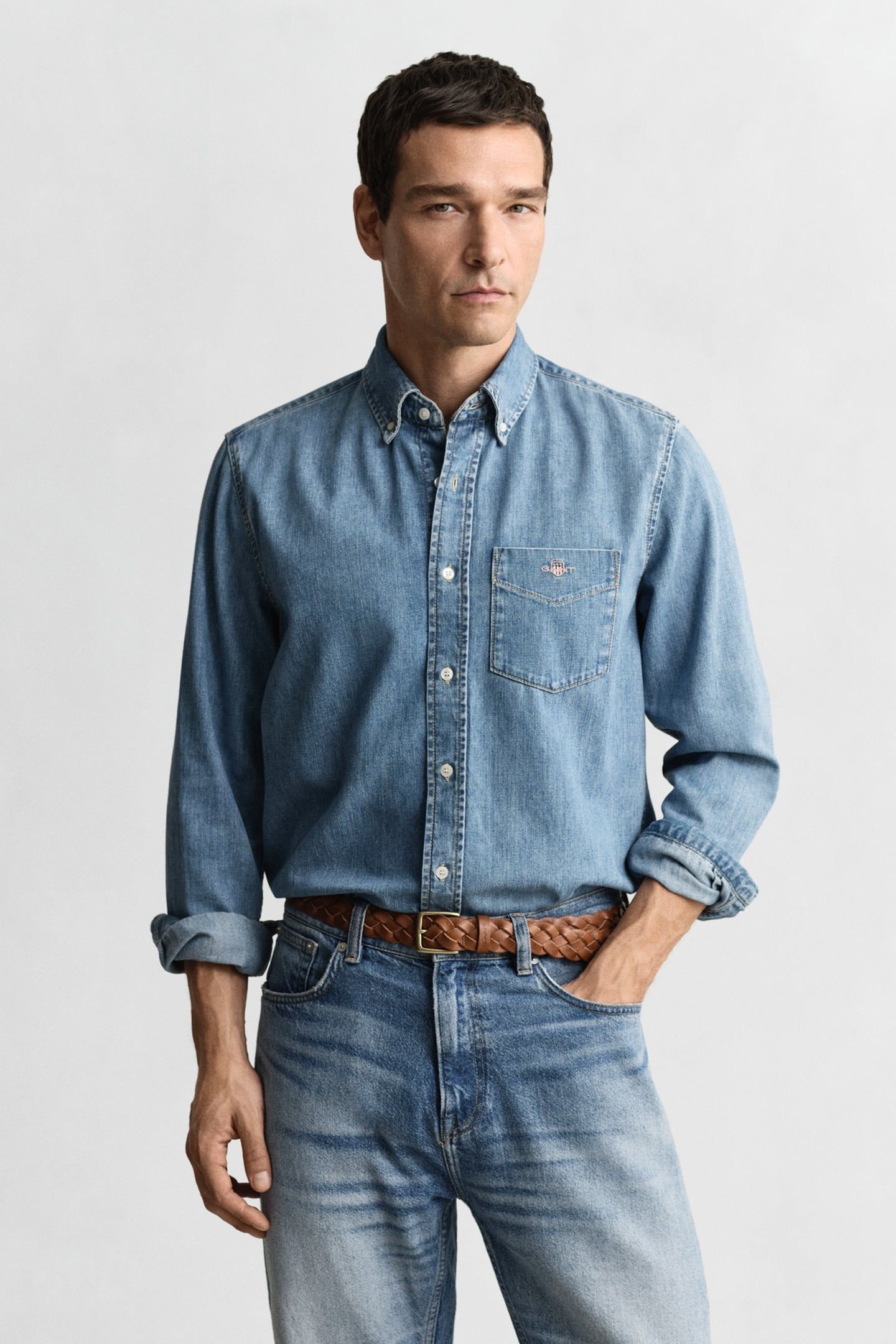 REG DENIM SHIRT SEMI LIGHT BLUE WORN IN 1