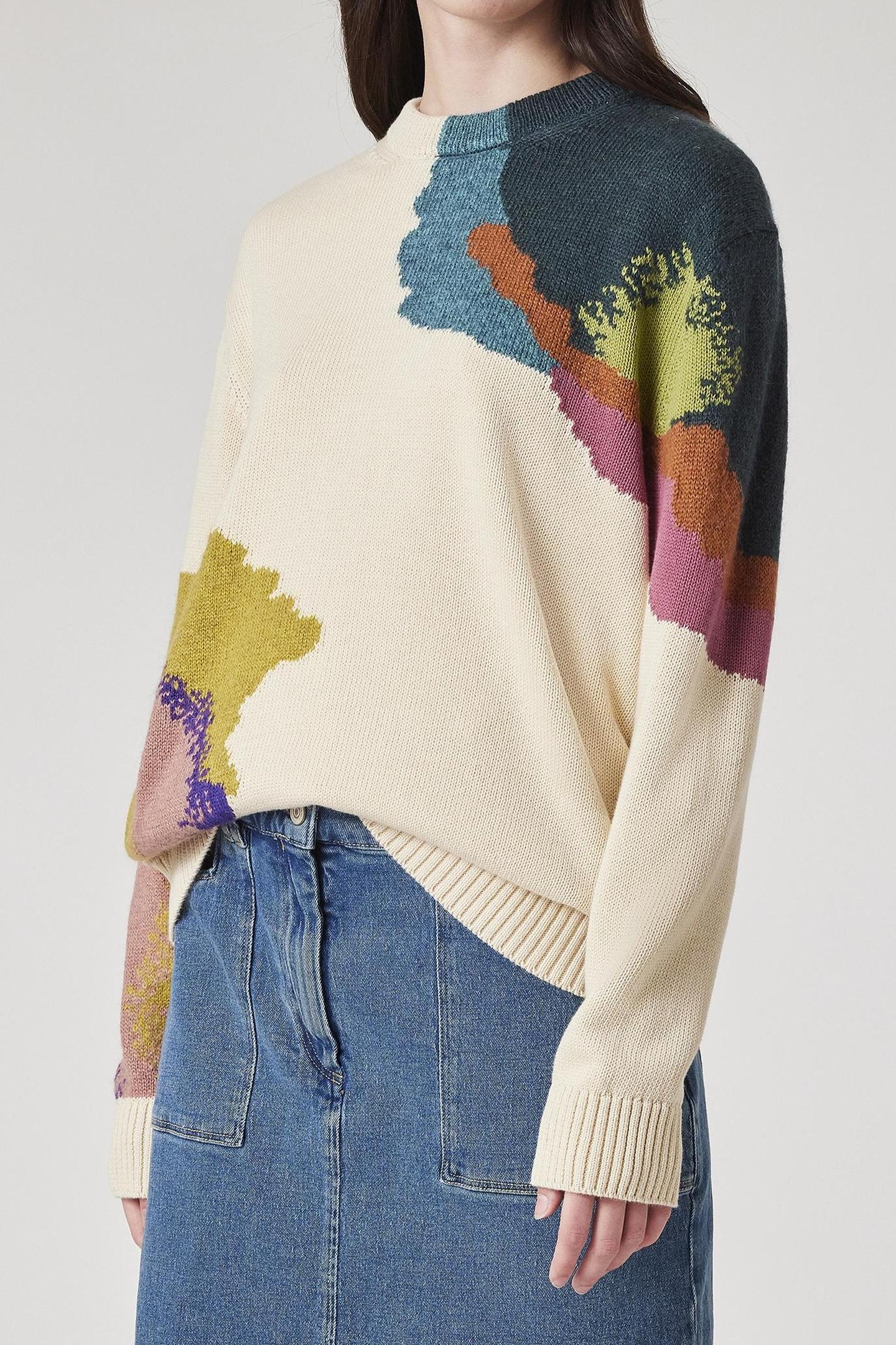 WOMENS KNITTED SWEATER CREW NECK IVORY 1
