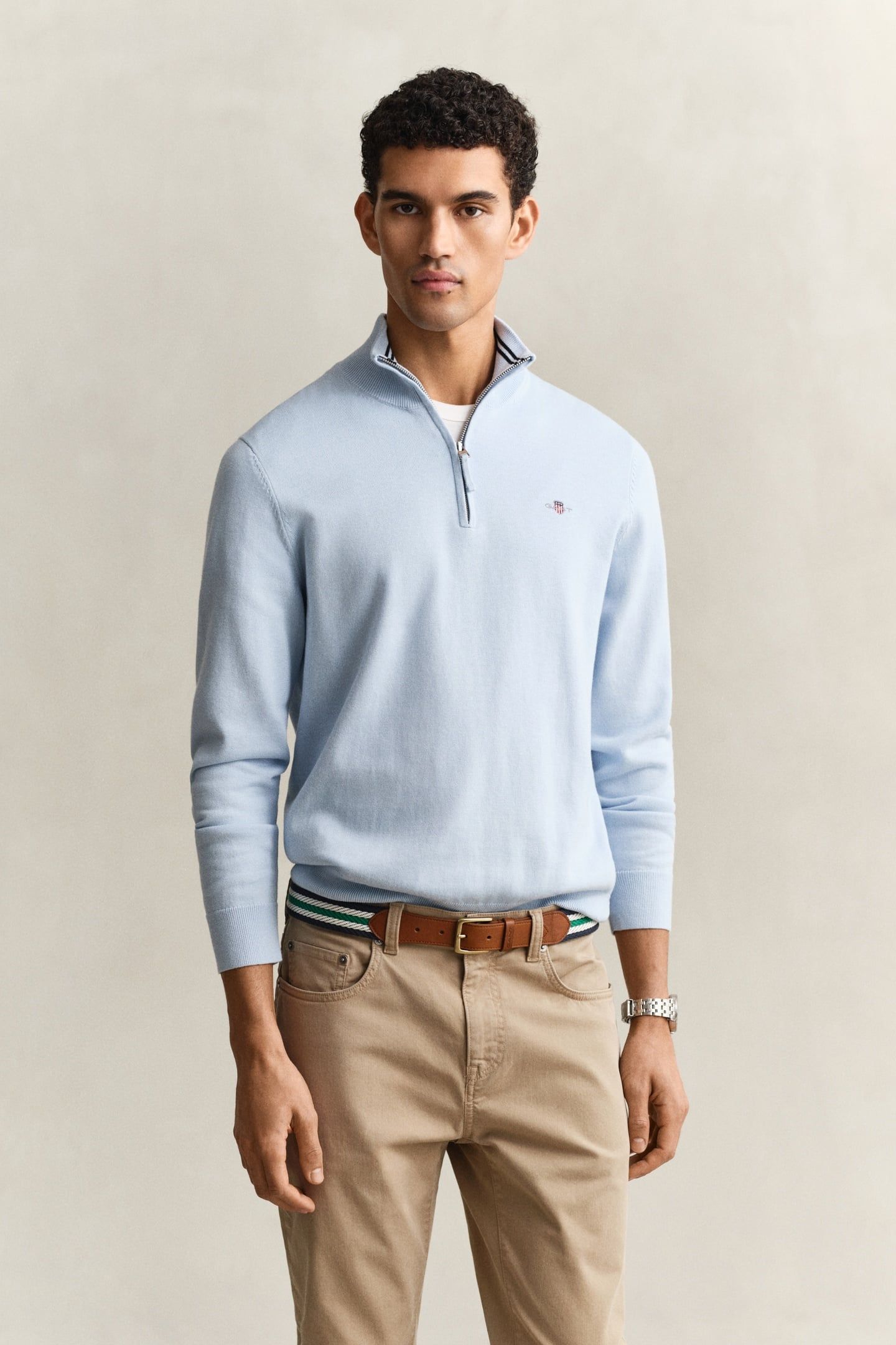 CLASSIC COTTON HALF ZIP FRESH BLUE 1