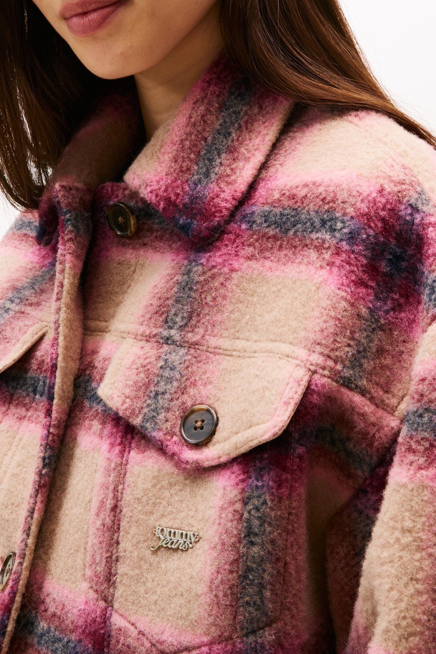 TJW WOOL TRUCKER JACKET MYSTIC PINK/CHECK 5