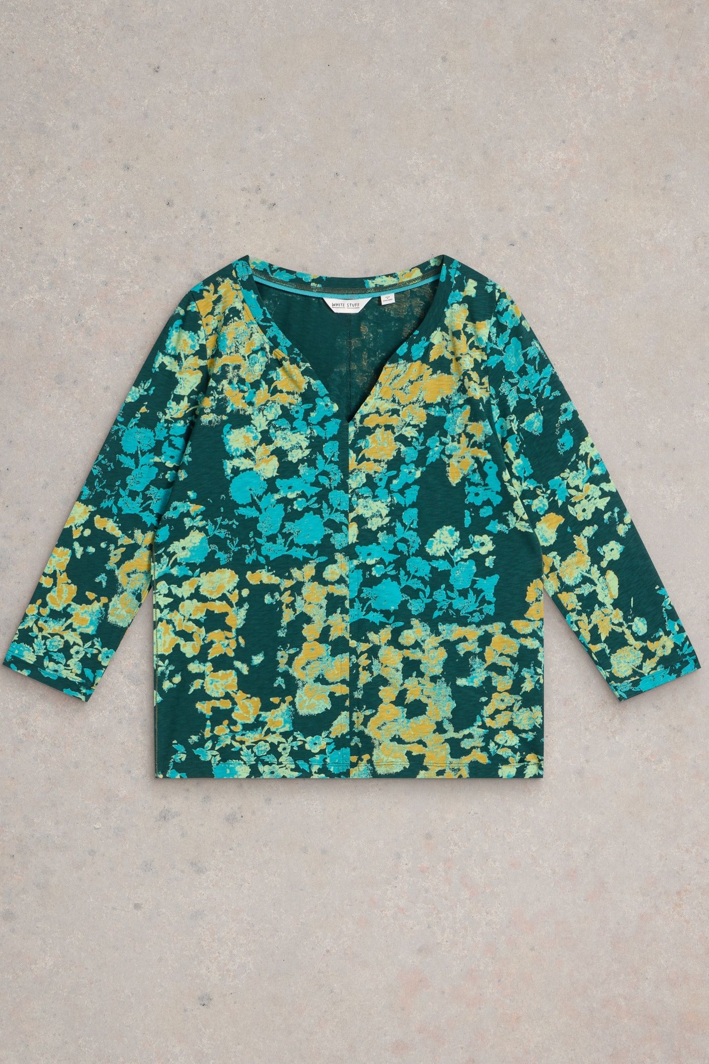 NELLY 3/4 SLV TEE GREEN PRINT 3