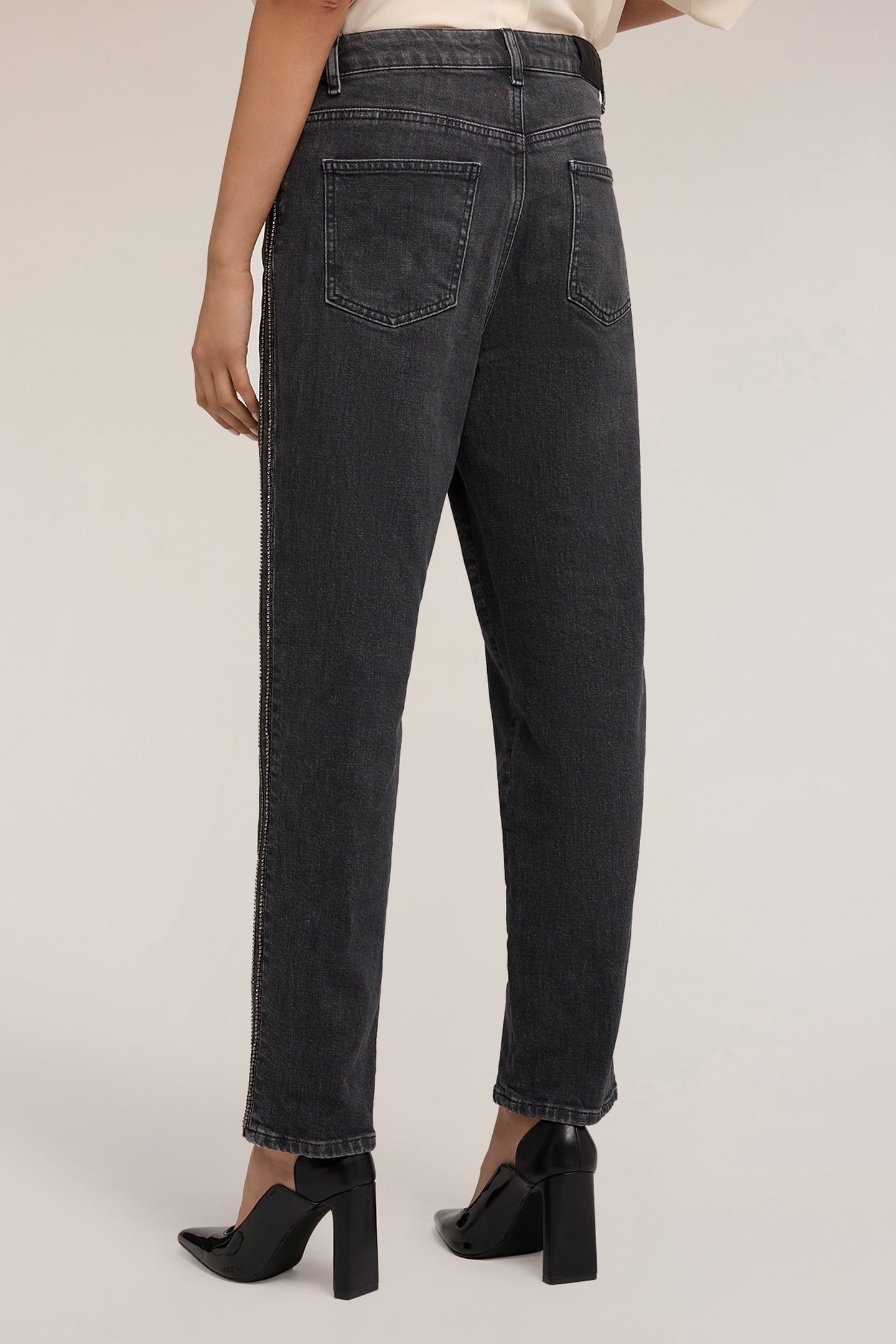 MUM FIT JEANS WITH SIDE STONE EMBROIDERY BLACK 3