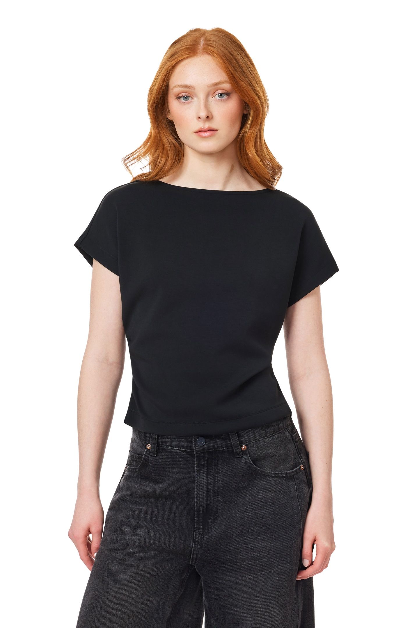 TEE WITH ROUCHED SIDE SEAM BLACK NIGHT 1